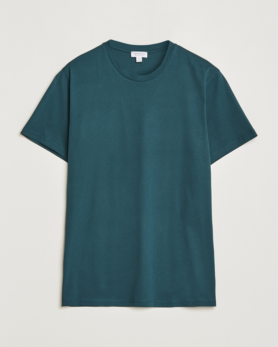 Men | T-Shirts | Sunspel | Riviera Midweight Tee Peacock