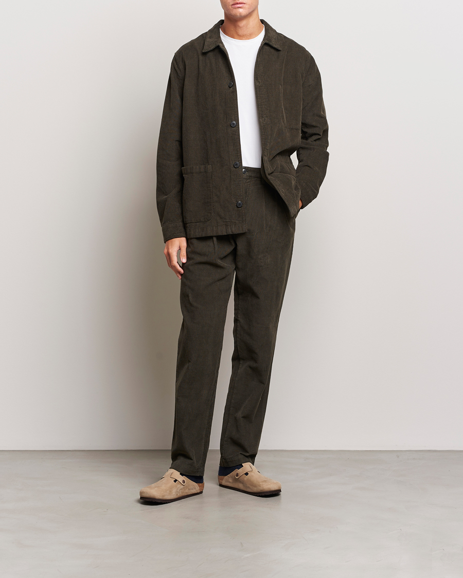 Men | Trousers | Sunspel | Corduroy Double Pleat Trousers Coffee