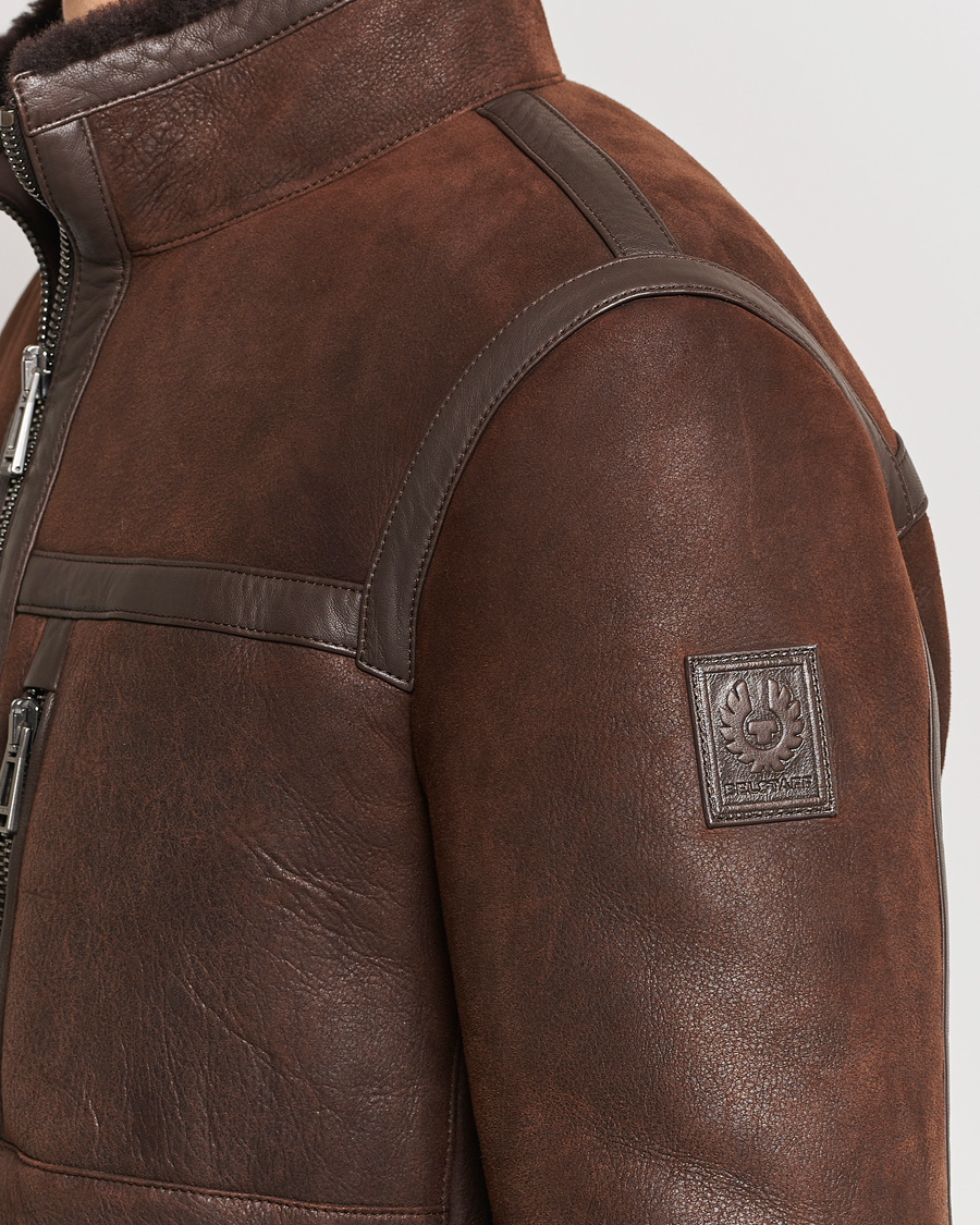 Men | Coats & Jackets | Belstaff | Tundra Sherling Leather Jacket Earth Brown