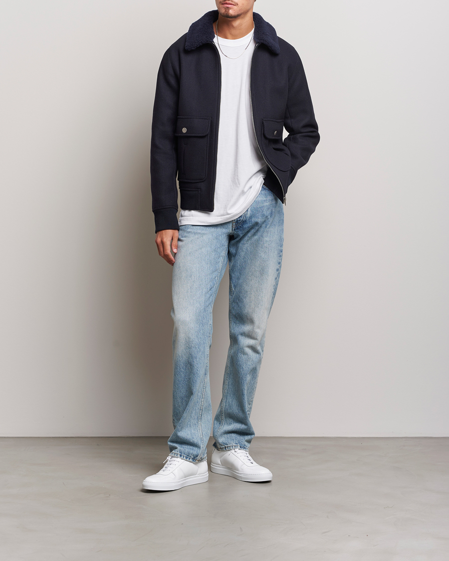 Men | Coats & Jackets | A.P.C. | Ben Shearling Bomber Jacket Dark Navy