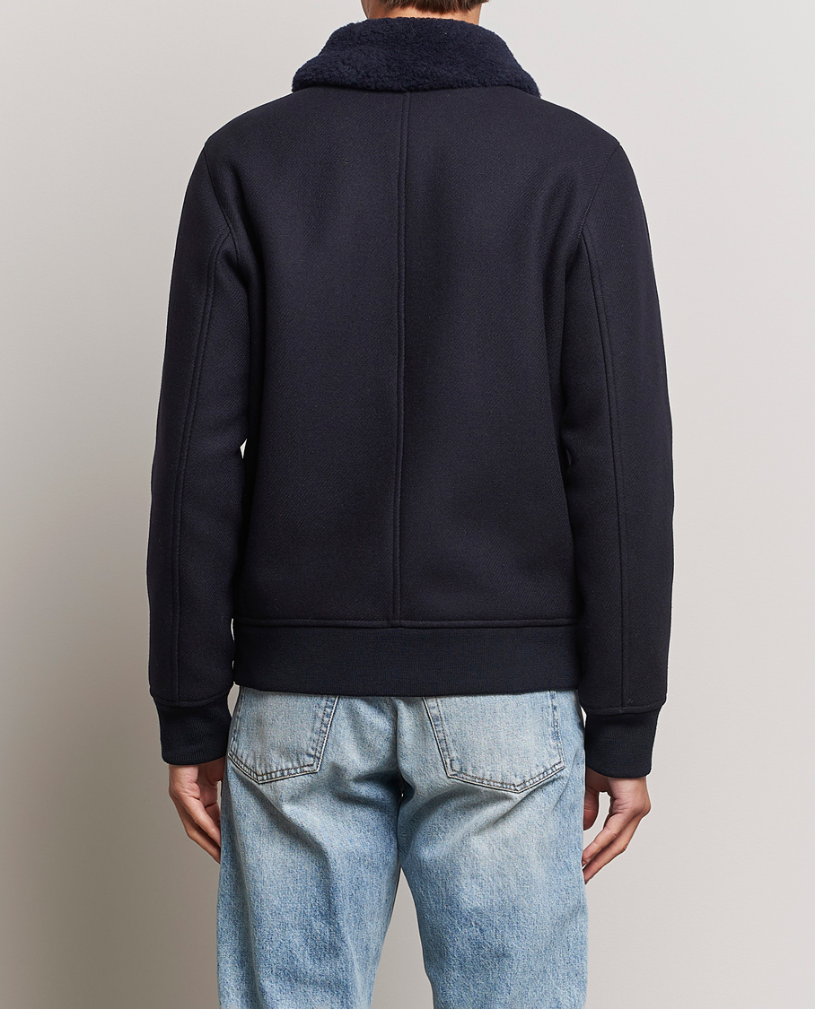 Men | Coats & Jackets | A.P.C. | Ben Shearling Bomber Jacket Dark Navy
