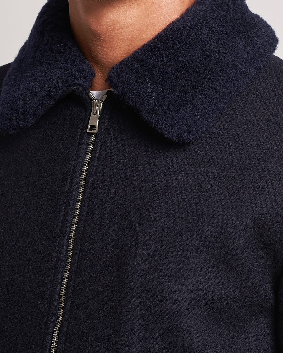 Men | Coats & Jackets | A.P.C. | Ben Shearling Bomber Jacket Dark Navy
