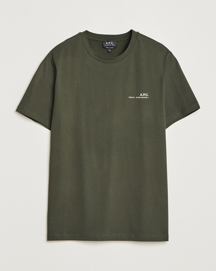 Men | T-Shirts | A.P.C. | Item Short Sleeve T-Shirt Kaki