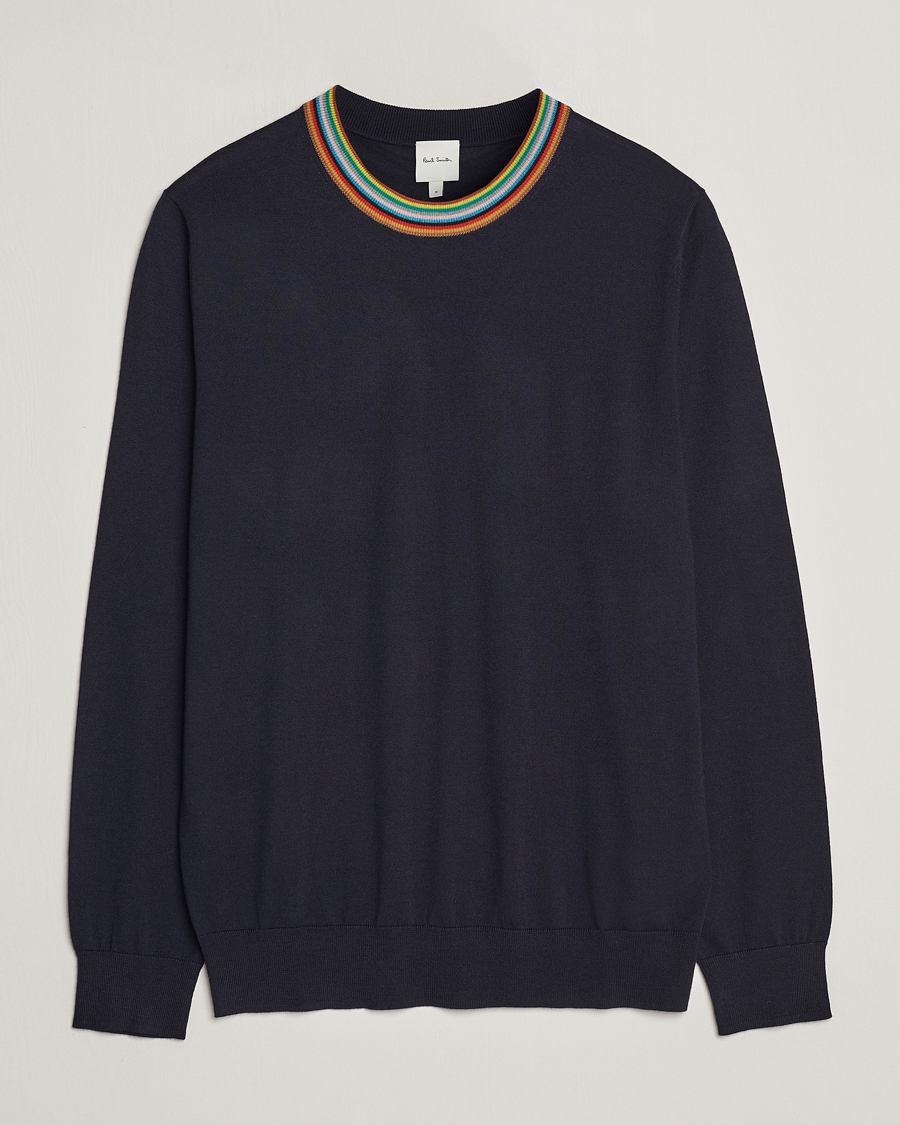 Men | Sweaters & Knitwear | Paul Smith | Wool/Silk Knitted Crew Neck Navy