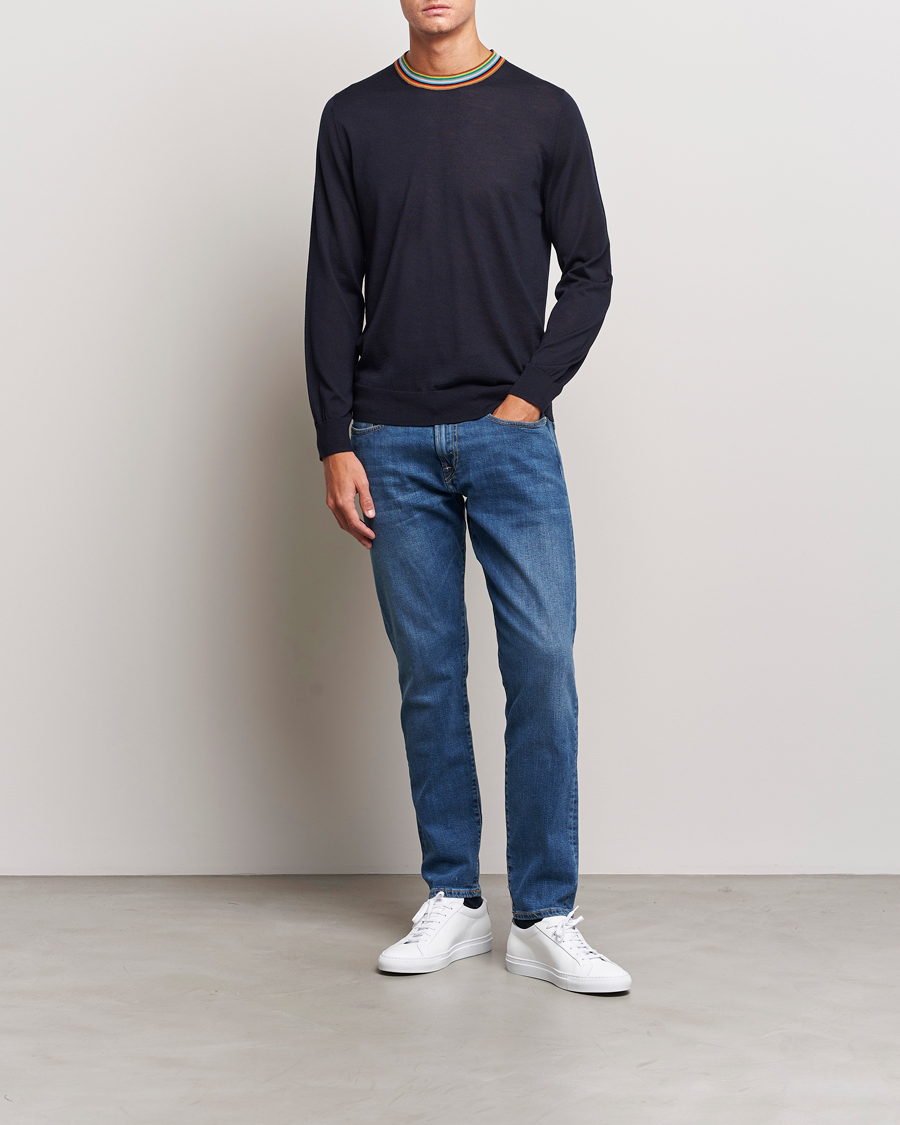 Men | Sweaters & Knitwear | Paul Smith | Wool/Silk Knitted Crew Neck Navy