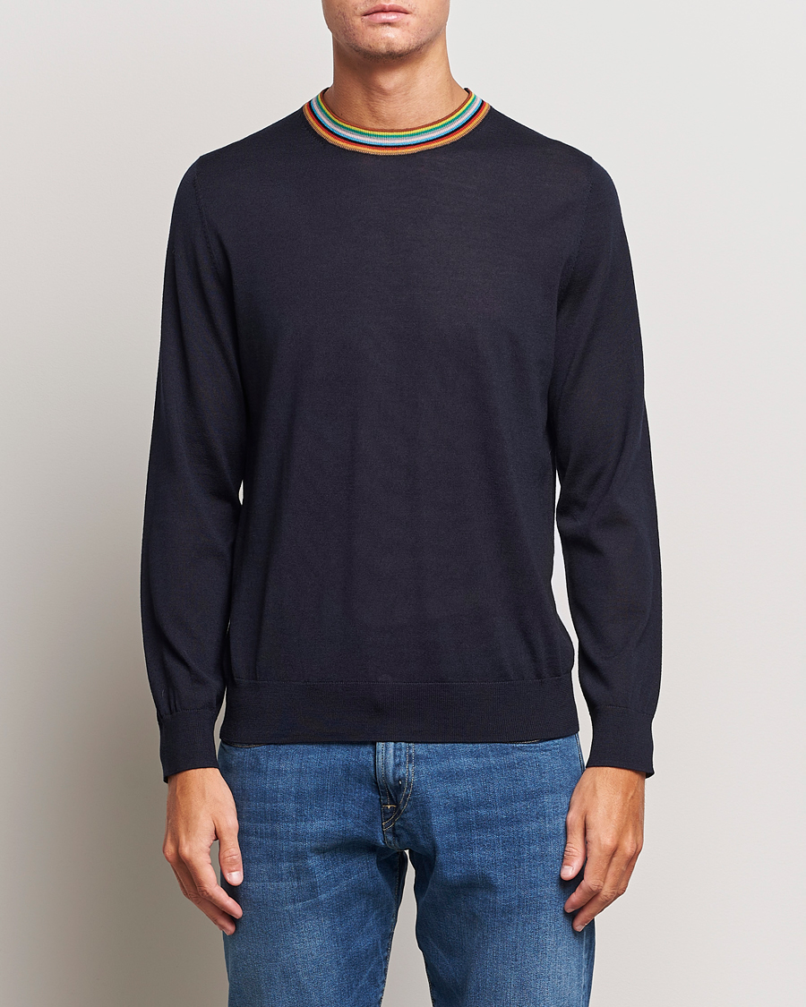 Men | Sweaters & Knitwear | Paul Smith | Wool/Silk Knitted Crew Neck Navy