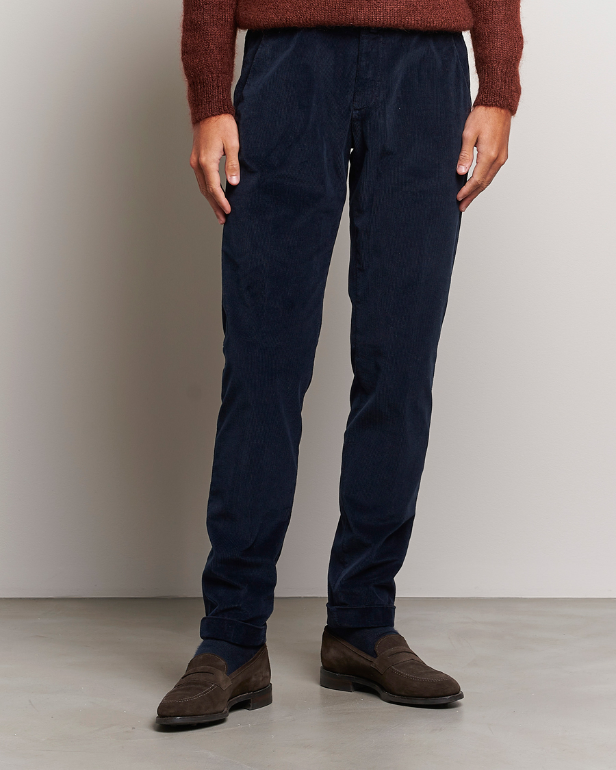 Men | Trousers | Briglia 1949 | Slim Fit Corduroy Trousers Navy