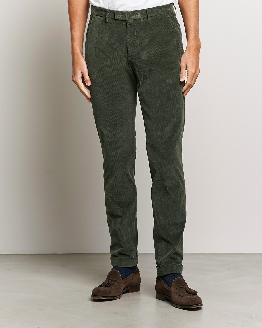 Men | Trousers | Briglia 1949 | Slim Fit Corduroy Trousers Dark Green