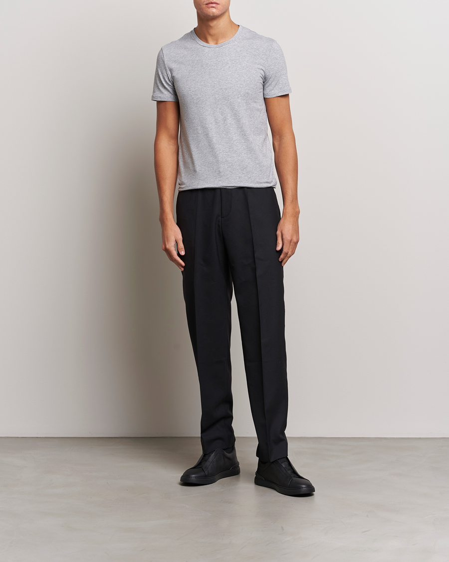 Men | T-Shirts | Zegna | Stretch Cotton Round Neck T-Shirt Grey Melange