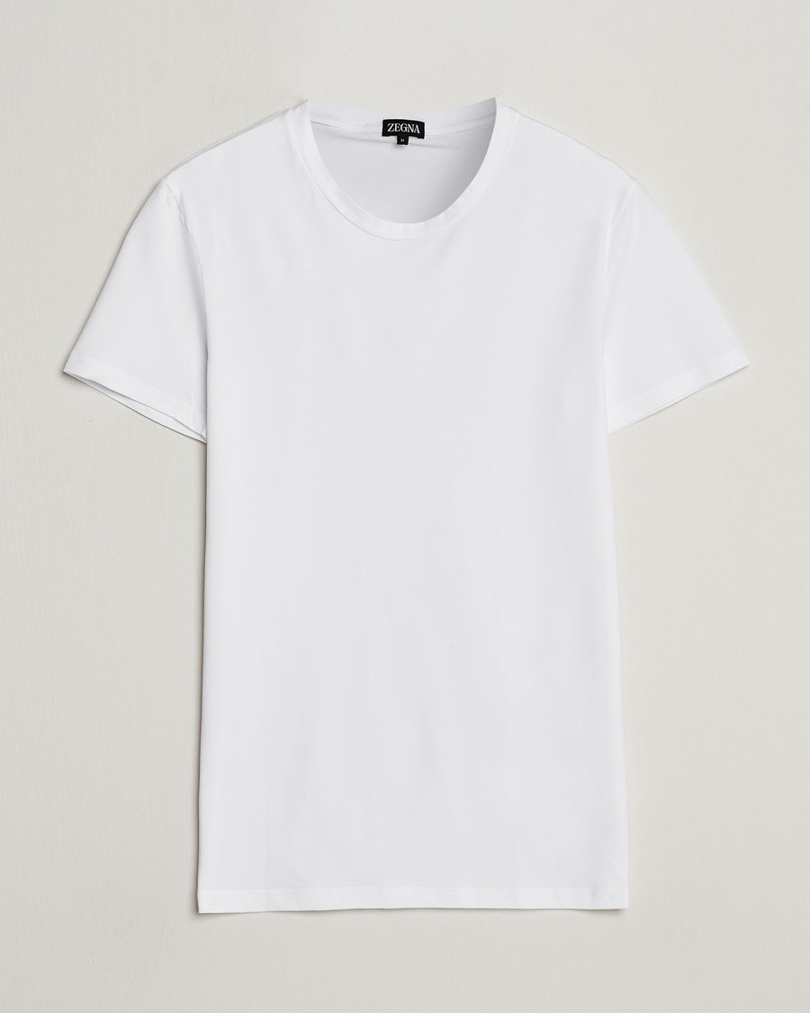 Men | T-Shirts | Zegna | Stretch Cotton Round Neck T-Shirt White