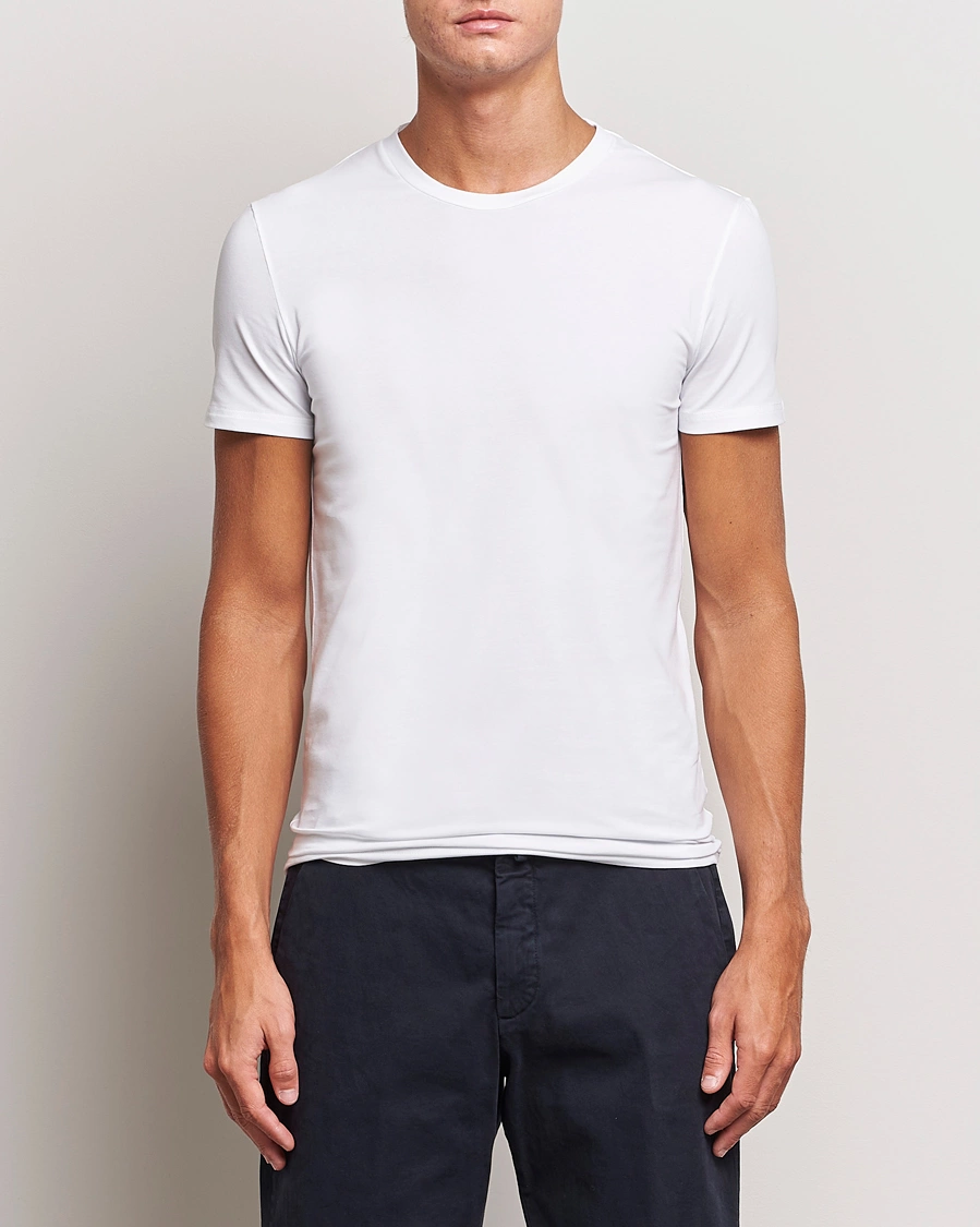 Men | T-Shirts | Zegna | Stretch Cotton Round Neck T-Shirt White