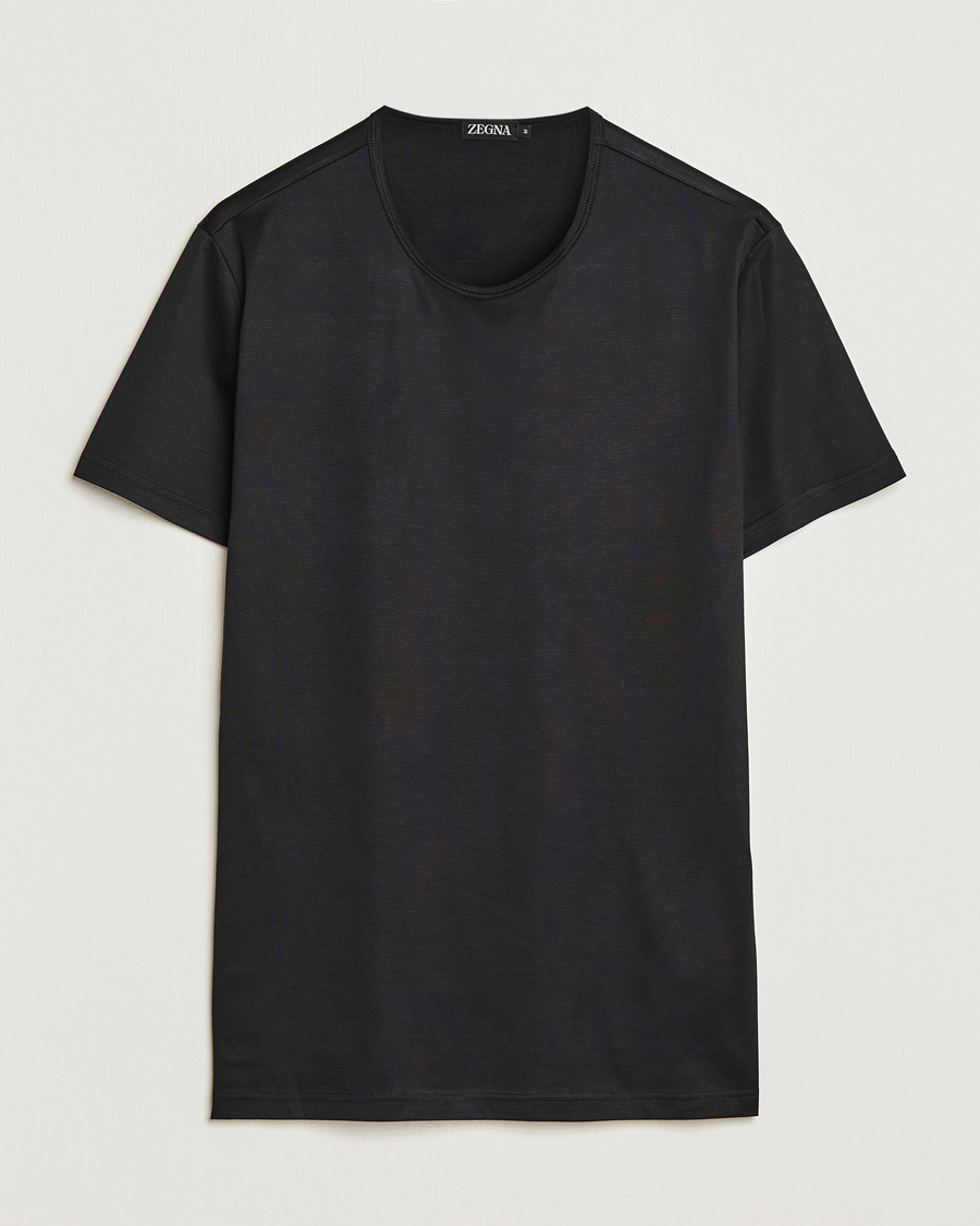 Men | T-Shirts | Zegna | Filoscozia Pure Cotton Round Neck T-Shirt Black