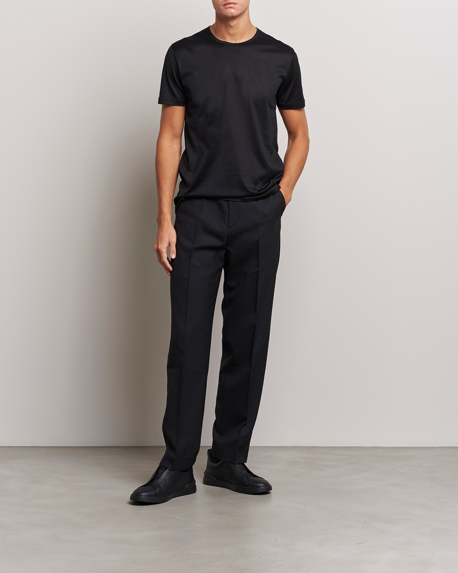 Men | T-Shirts | Zegna | Filoscozia Pure Cotton Round Neck T-Shirt Black