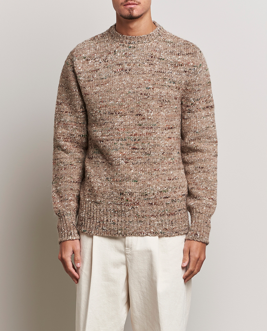 Men | Sweaters & Knitwear | Lardini | Wool/Alpaca/Silk Boucle Roundneck Beige