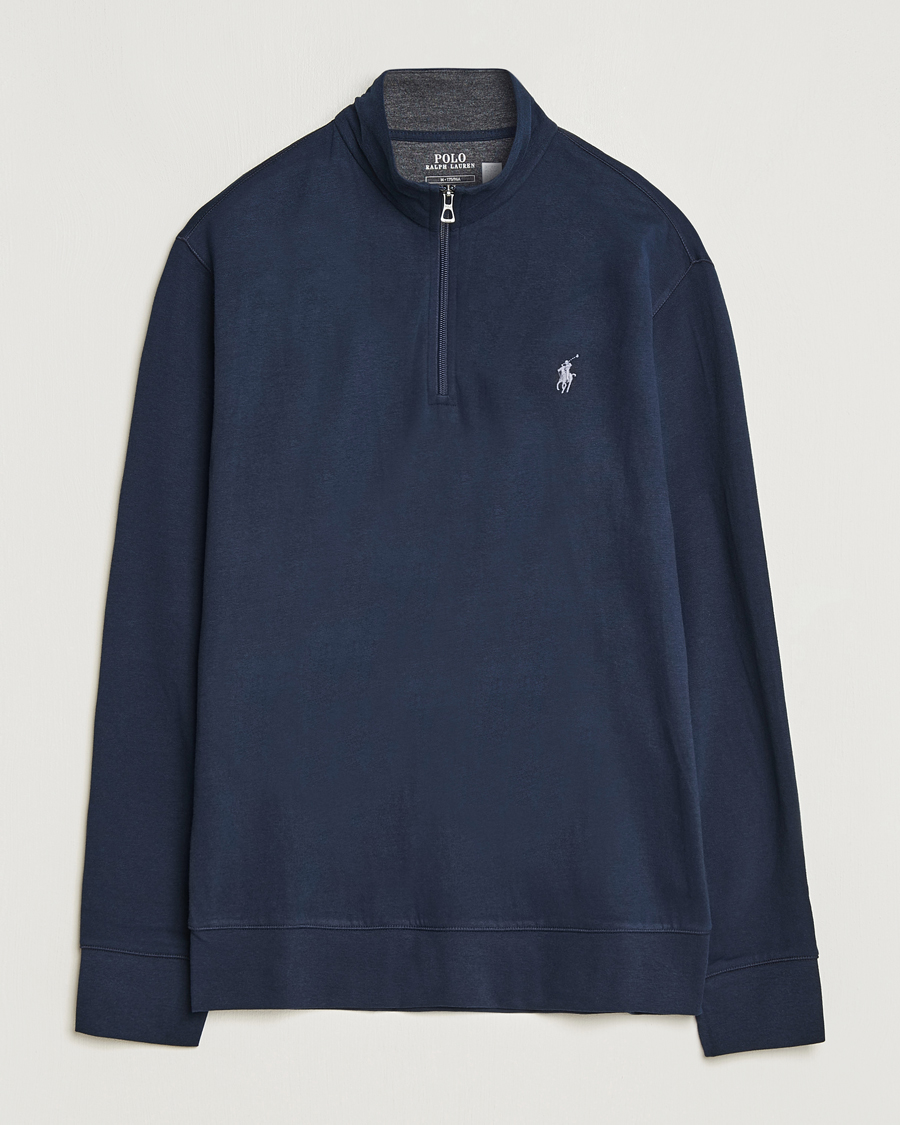 Men | Sweaters & Knitwear | Polo Ralph Lauren | Double Knit Half-Zip Sweater Aviator Navy