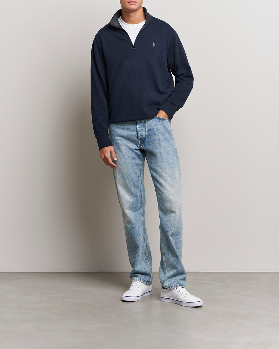 Men | Sweaters & Knitwear | Polo Ralph Lauren | Tech Double Knit Half Zip Aviator Navy