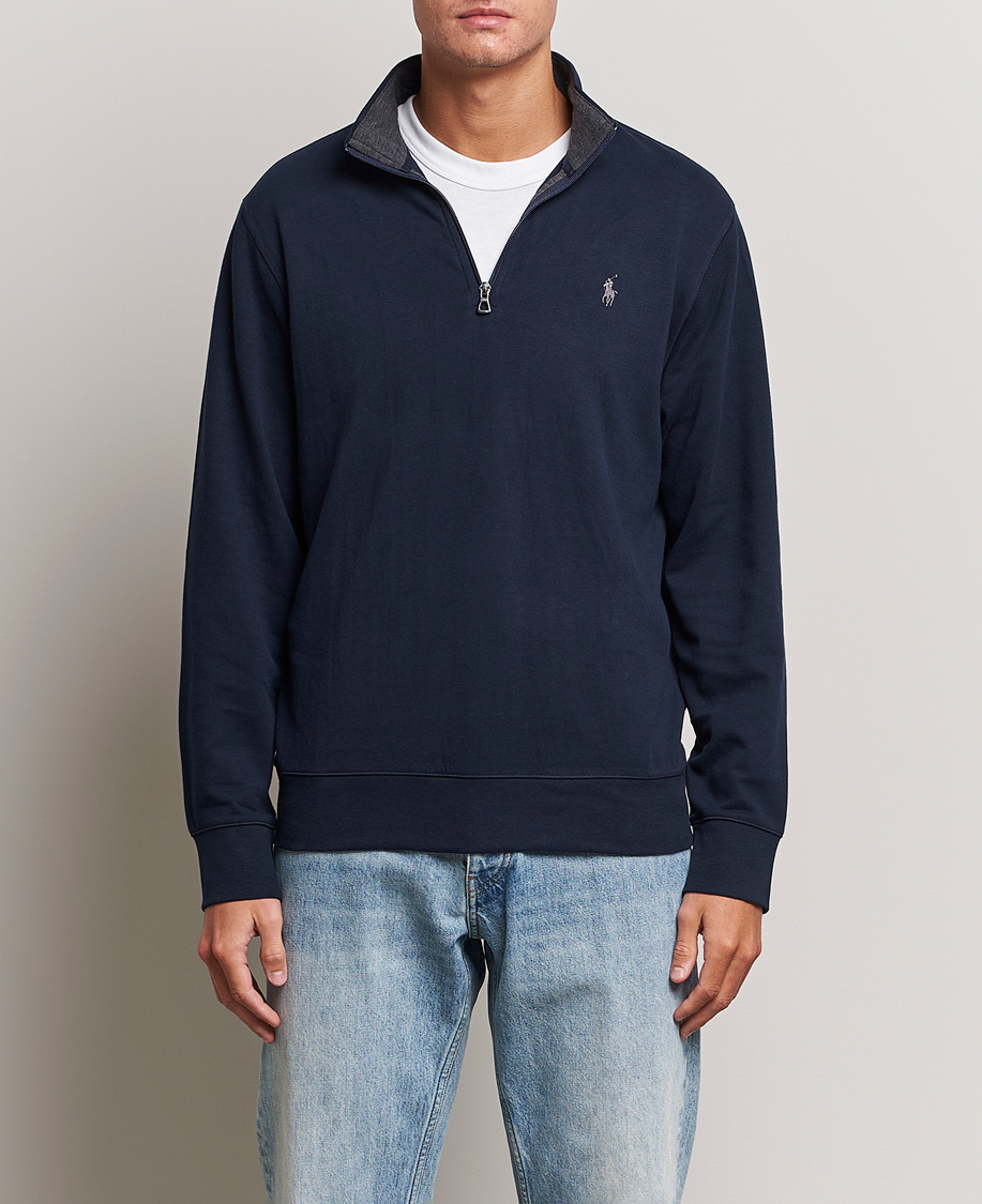 Men | Sweaters & Knitwear | Polo Ralph Lauren | Double Knit Half-Zip Sweater Aviator Navy