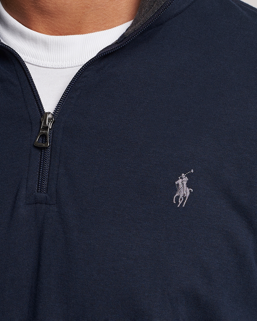 Men | Sweaters & Knitwear | Polo Ralph Lauren | Double Knit Half-Zip Sweater Aviator Navy