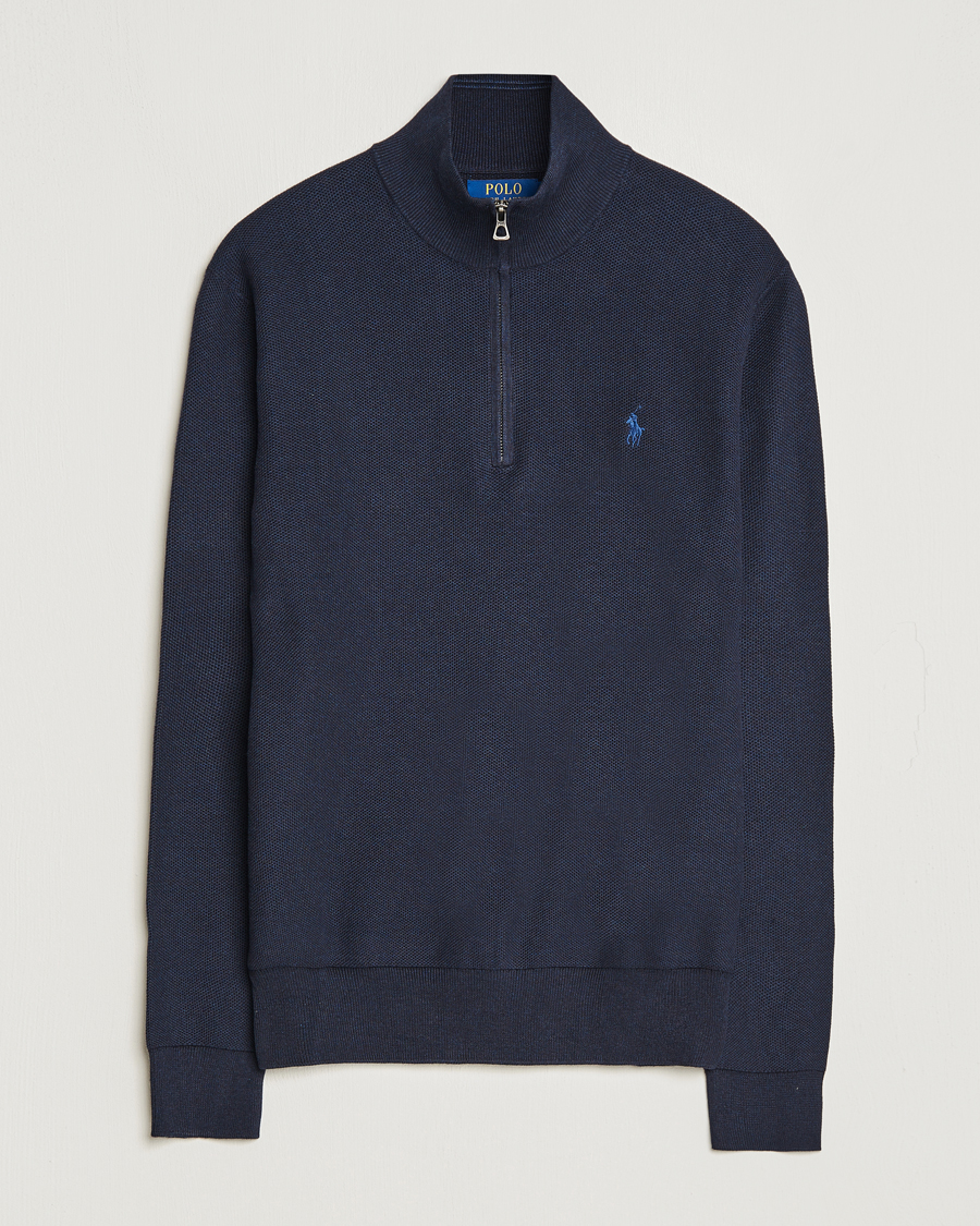 Men | Sweaters & Knitwear | Polo Ralph Lauren | Textured Half Zip Navy Heather
