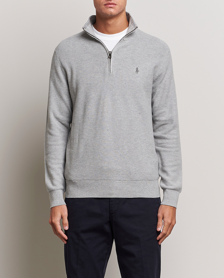 Men | Sweaters & Knitwear | Polo Ralph Lauren | Half Zip Cotton Pullover Andover Heather