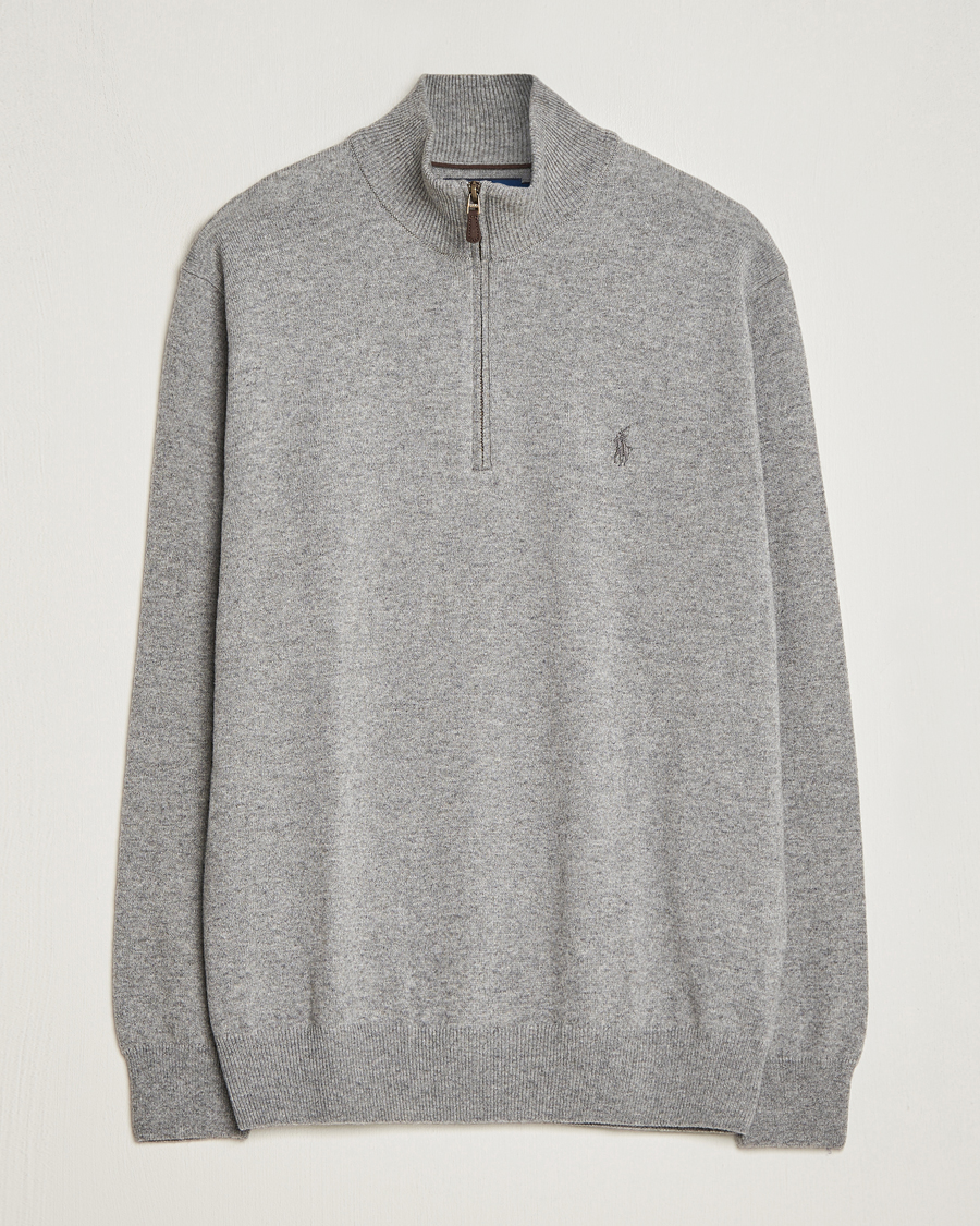 Men | Sweaters & Knitwear | Polo Ralph Lauren | Merino Half-Zip Sweater Fawn Grey Heather
