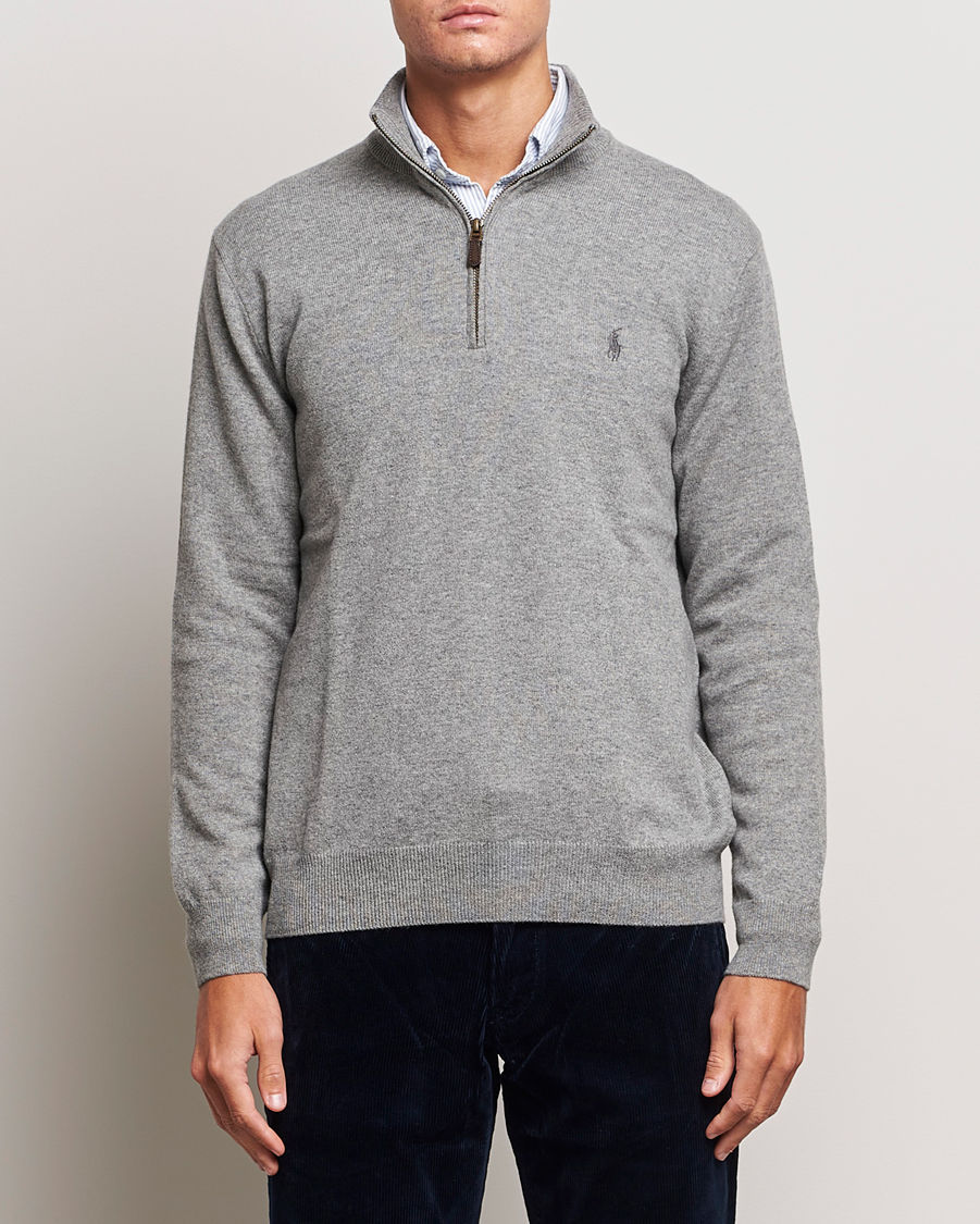 Men | Sweaters & Knitwear | Polo Ralph Lauren | Merino Half-Zip Sweater Fawn Grey Heather