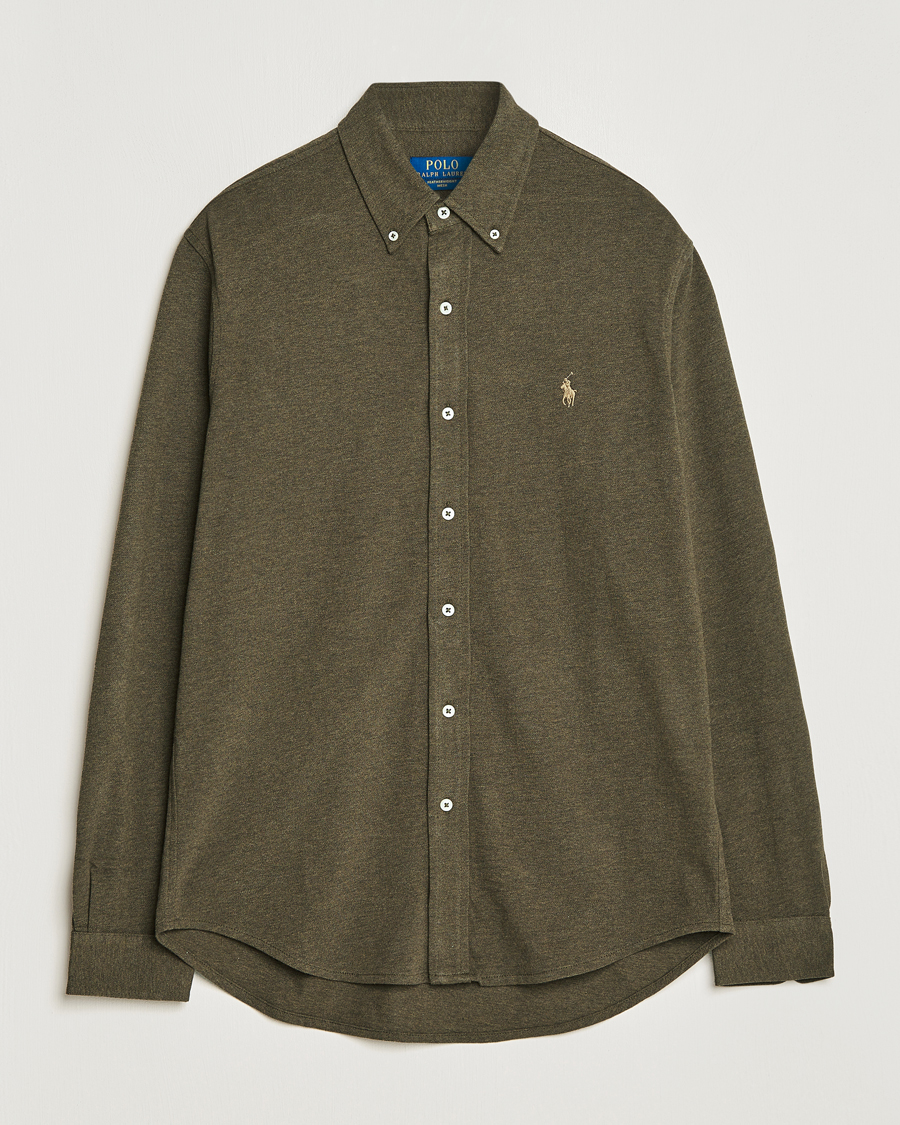 Men | Shirts | Polo Ralph Lauren | Featherweight Mesh Shirt Wilson Olive Heather