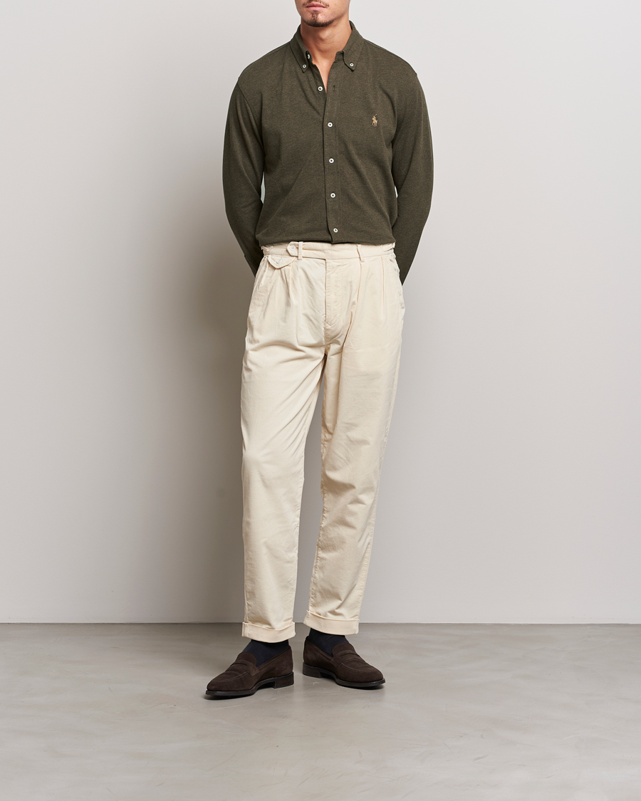 Men | Shirts | Polo Ralph Lauren | Featherweight Mesh Shirt Wilson Olive Heather