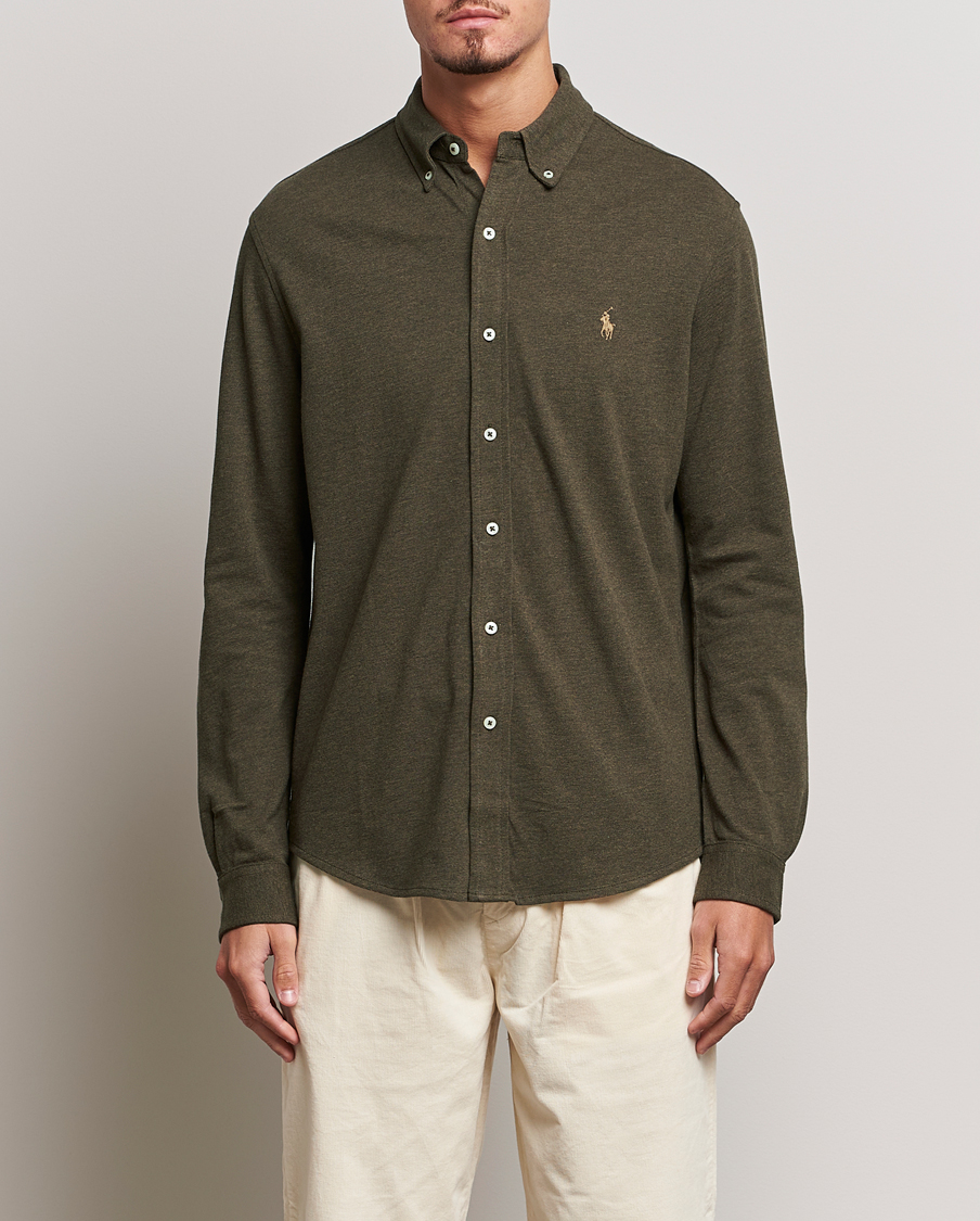 Men | Shirts | Polo Ralph Lauren | Featherweight Mesh Shirt Wilson Olive Heather