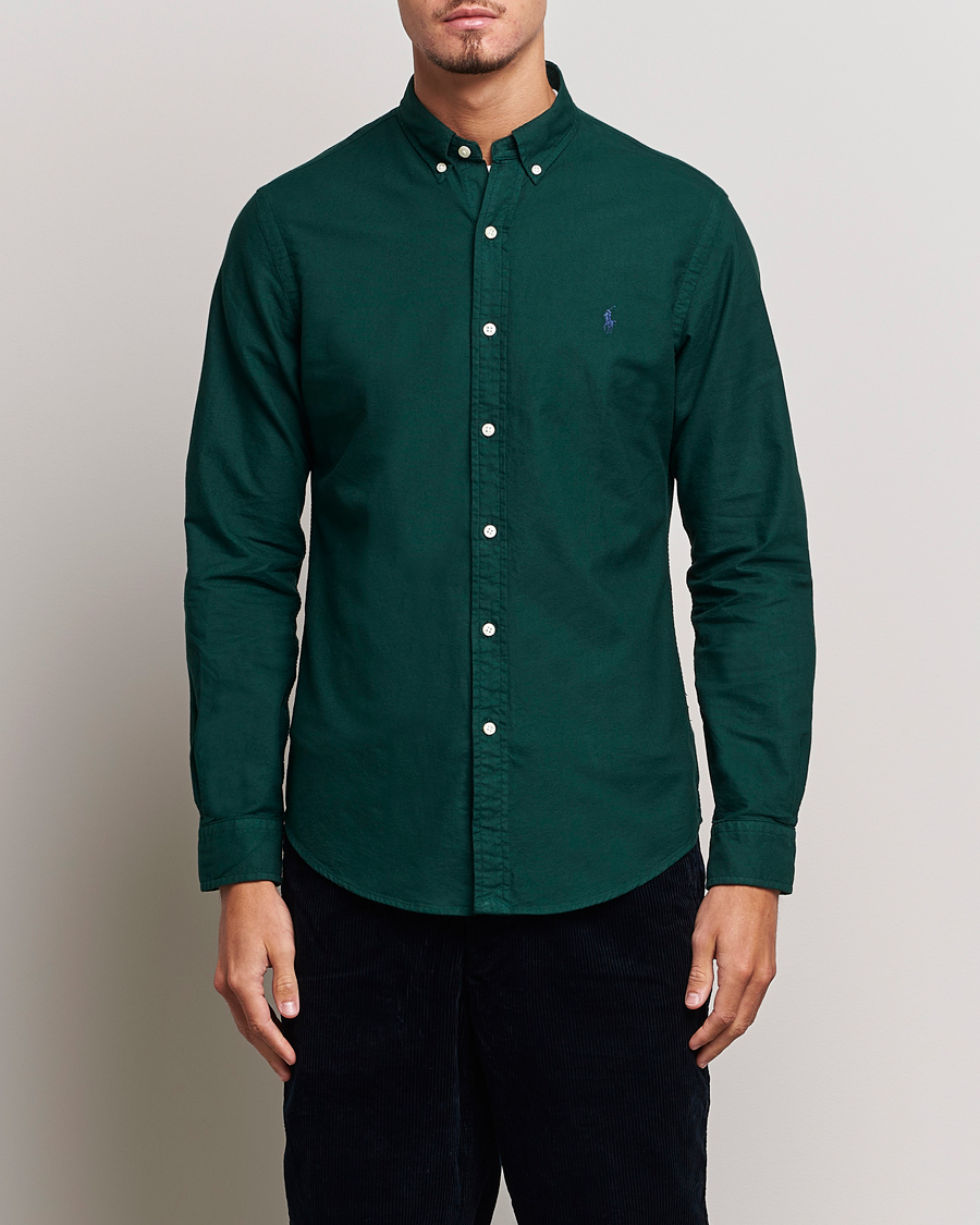 Men | Shirts | Polo Ralph Lauren | Slim Fit Garment Dyed Oxford Moss Agate
