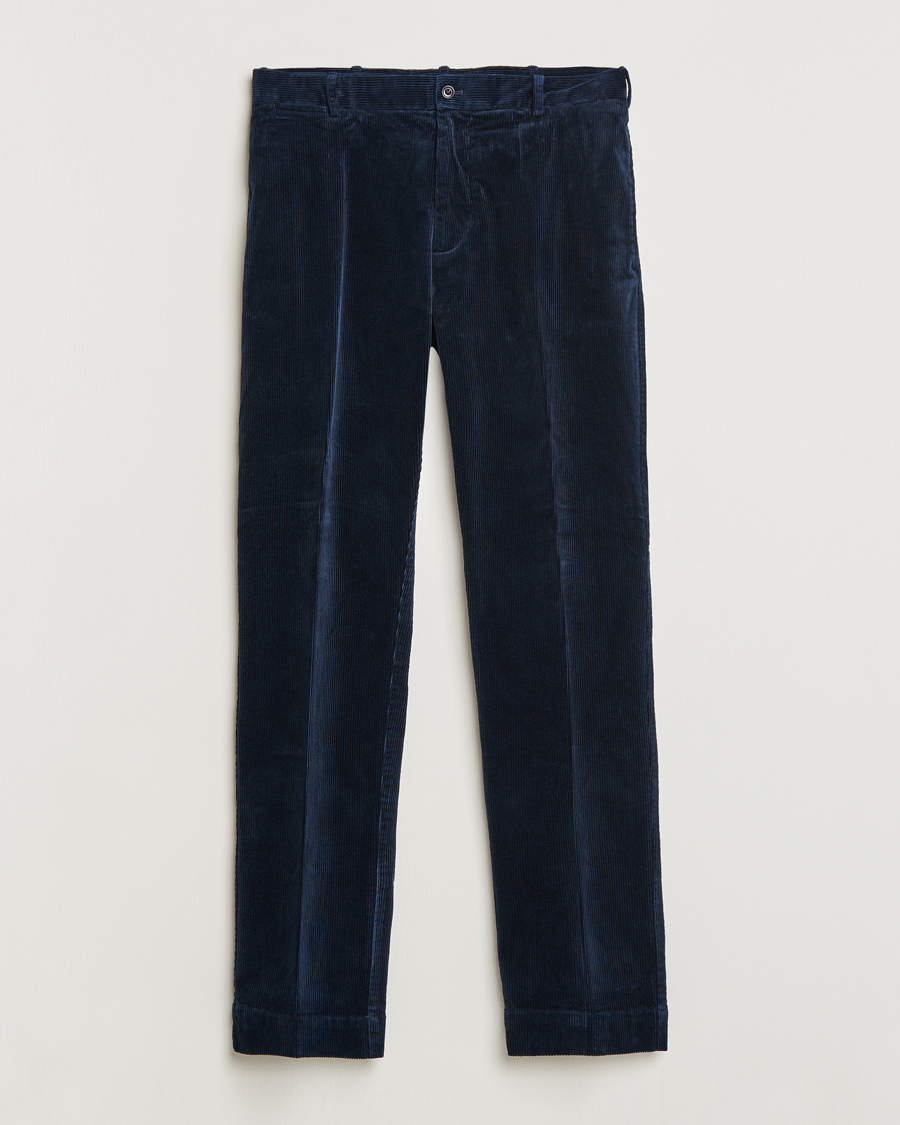 Men | Trousers | Polo Ralph Lauren | Corduroy Pleated Trousers Aviator Navy