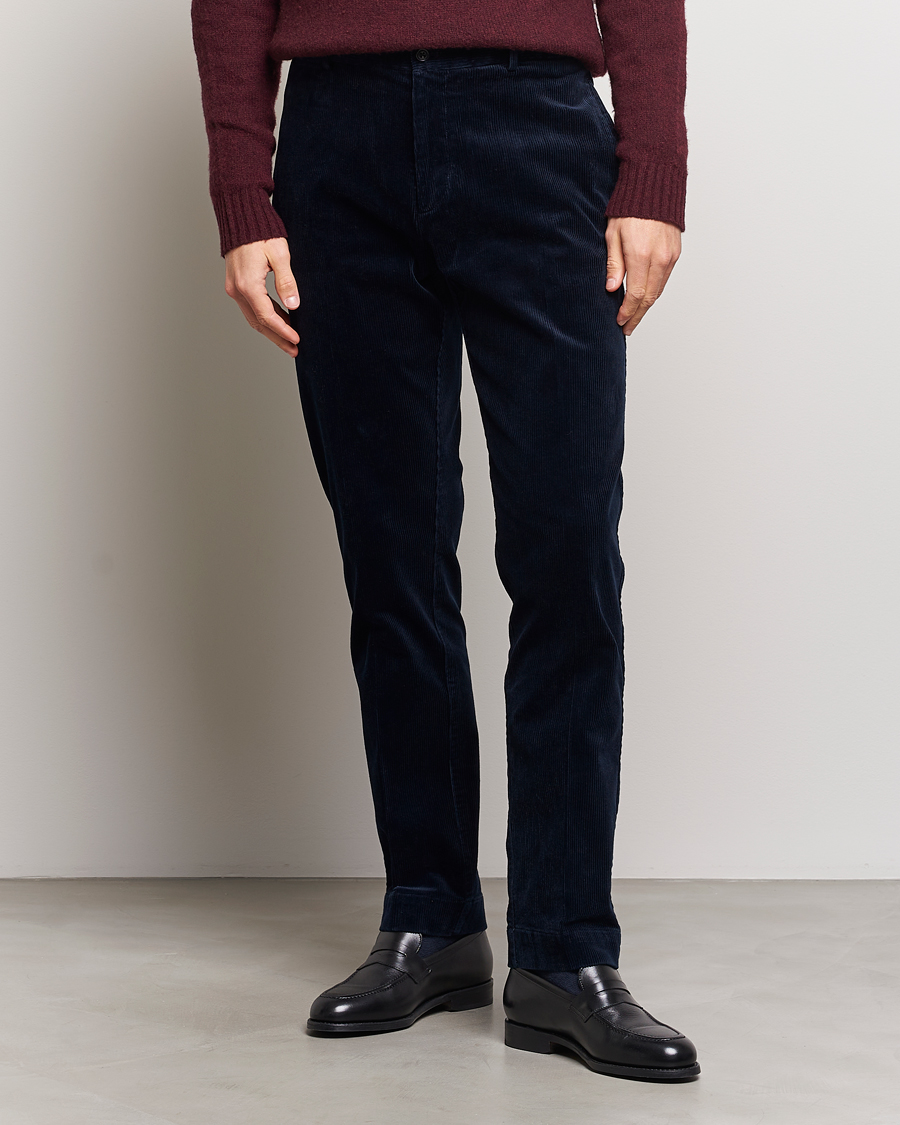 Men | Trousers | Polo Ralph Lauren | Corduroy Pleated Trousers Aviator Navy