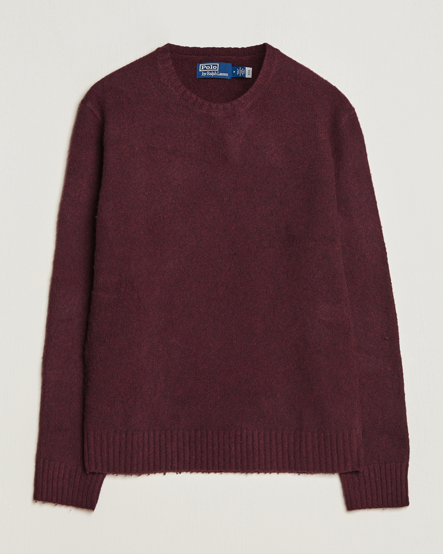 Men | Sweaters & Knitwear | Polo Ralph Lauren | Wool/Cashmere Patch Crew Neck Wine Heather