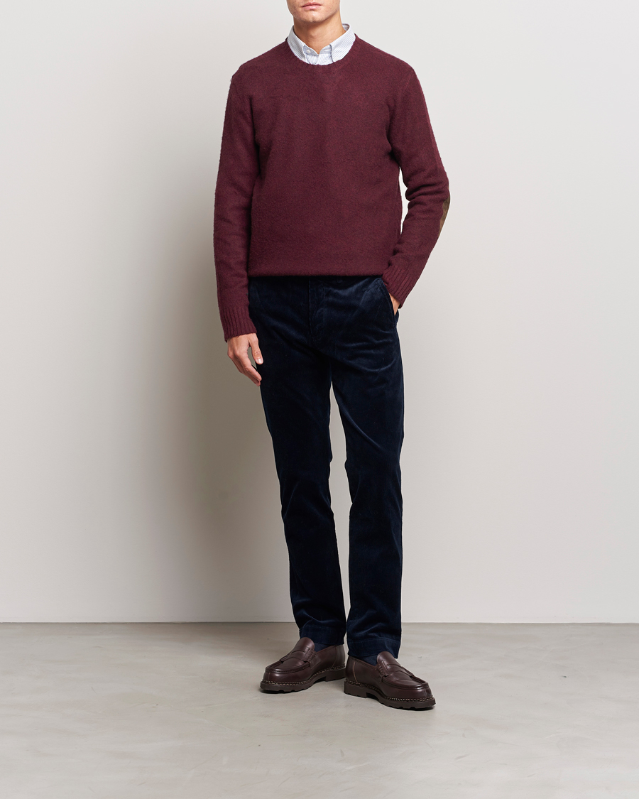 Men | Sweaters & Knitwear | Polo Ralph Lauren | Wool/Cashmere Patch Crew Neck Wine Heather