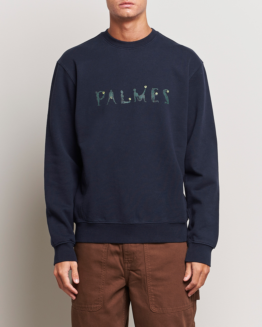 Men | Sweaters & Knitwear | Palmes | Letters Crewneck Sweatshirt Navy