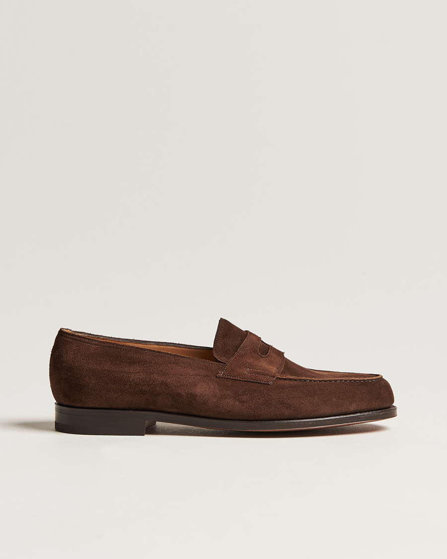 Men | Loafers | John Lobb | Lopez Penny Loafer Dark Brown Suede