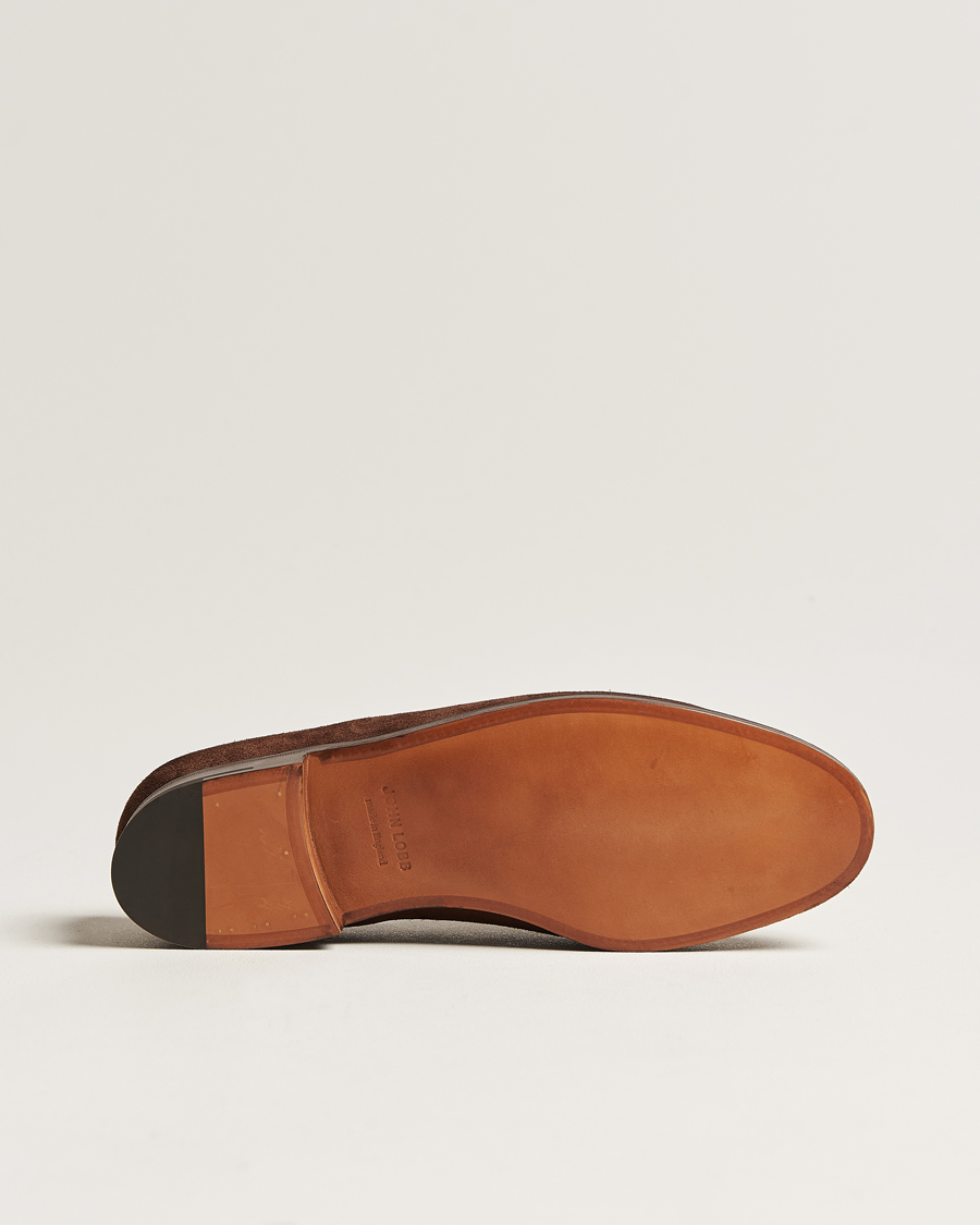 Men | Loafers | John Lobb | Lopez Penny Loafer Dark Brown Suede