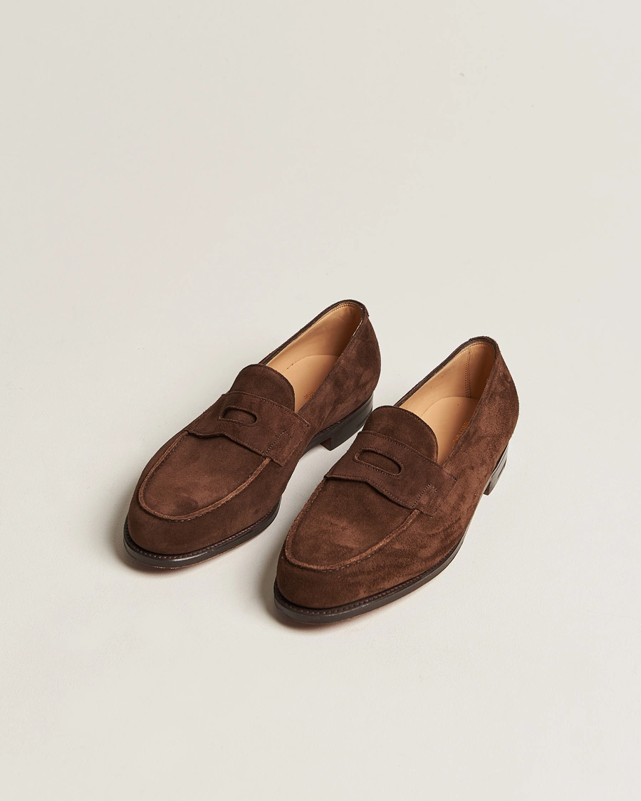 Men | Loafers | John Lobb | Lopez Penny Loafer Dark Brown Suede