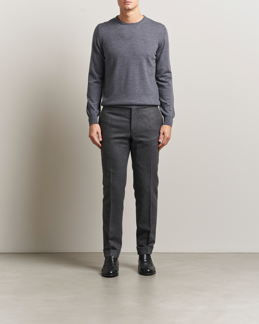 Men | Sweaters & Knitwear | Gran Sasso | Merino Fashion Fit Crew Neck Pullover Grey Melange