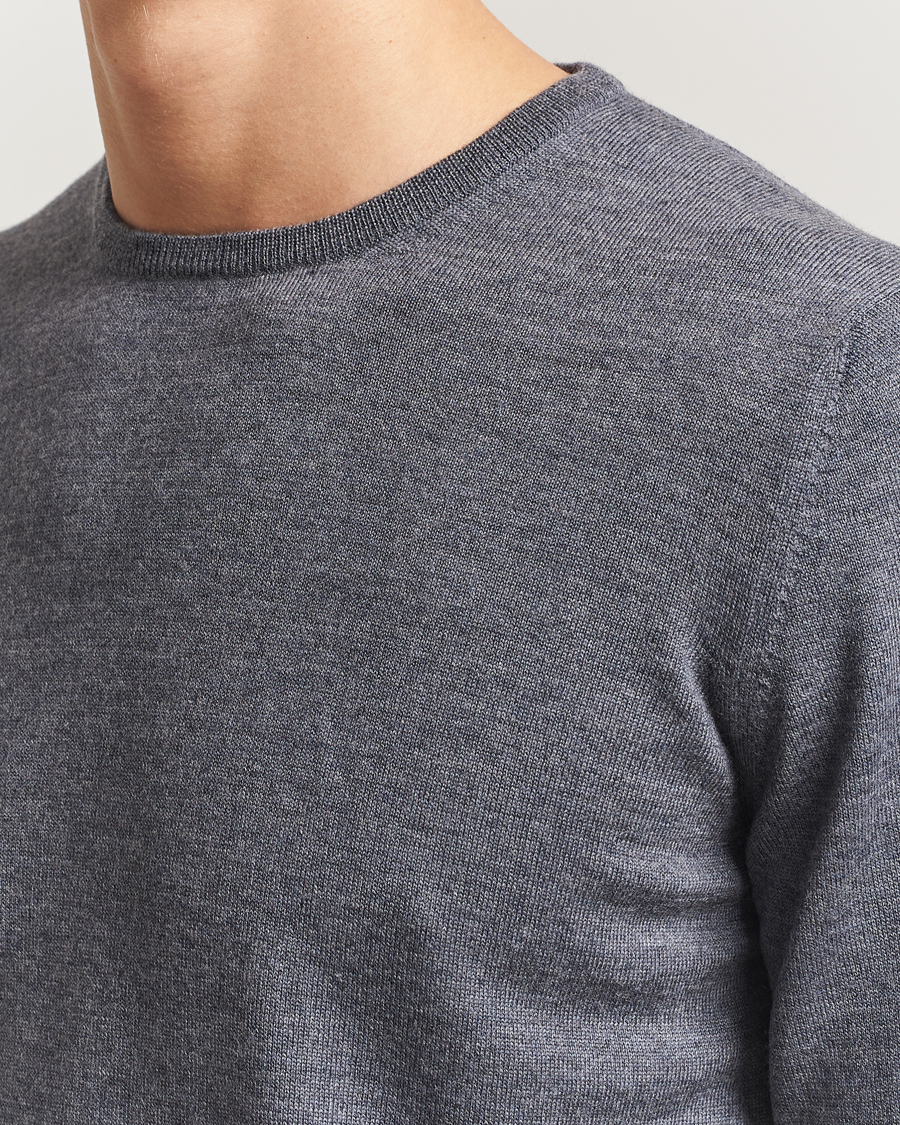 Men | Sweaters & Knitwear | Gran Sasso | Merino Fashion Fit Crew Neck Pullover Grey Melange