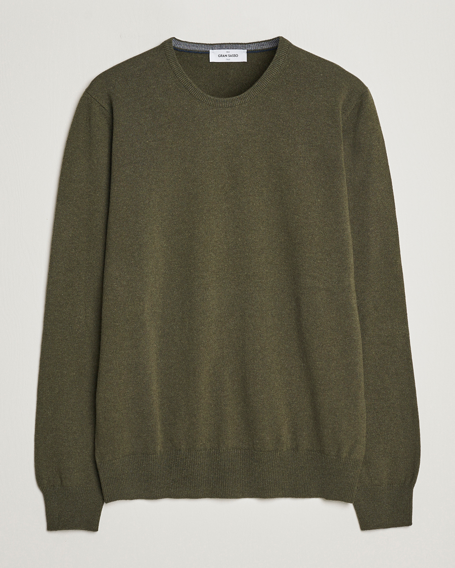 Men | Sweaters & Knitwear | Gran Sasso | Wool/Cashmere Crew Neck Olive Melange