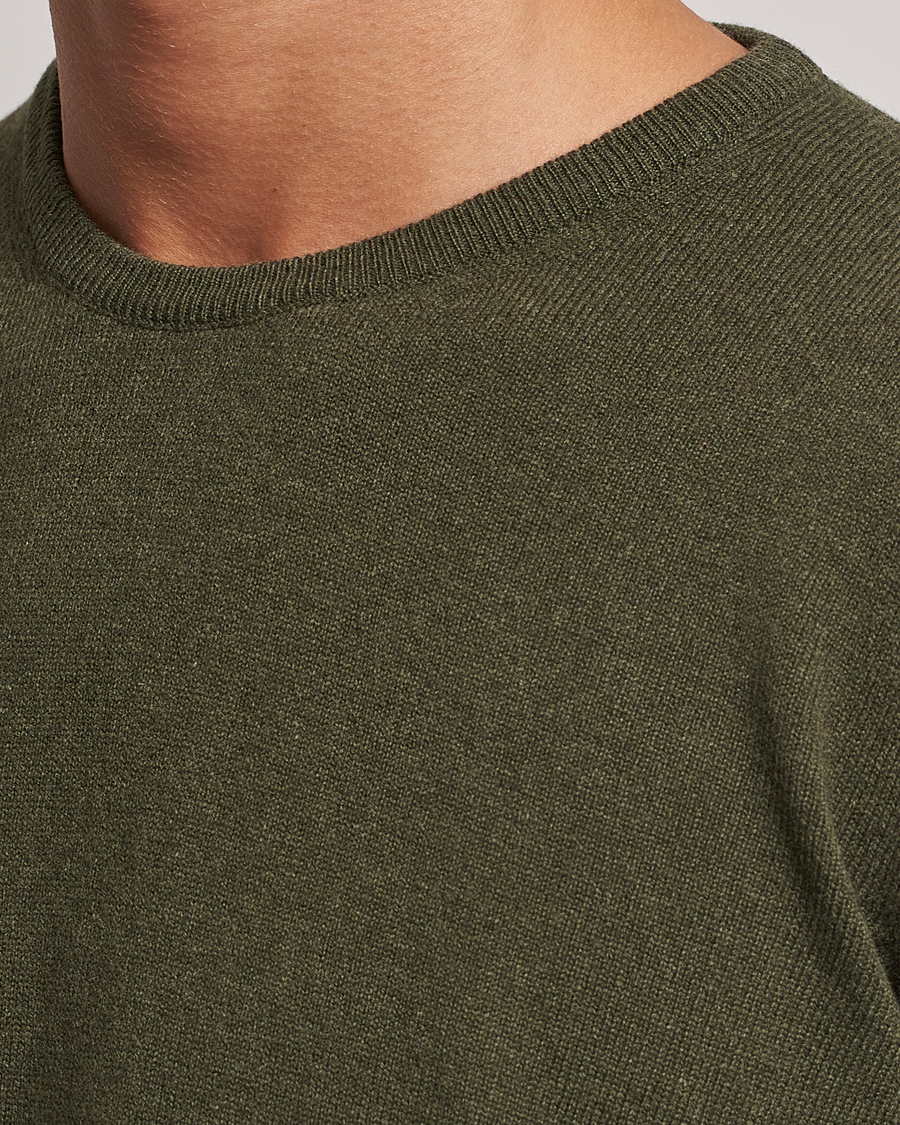 Men | Sweaters & Knitwear | Gran Sasso | Wool/Cashmere Crew Neck Olive Melange
