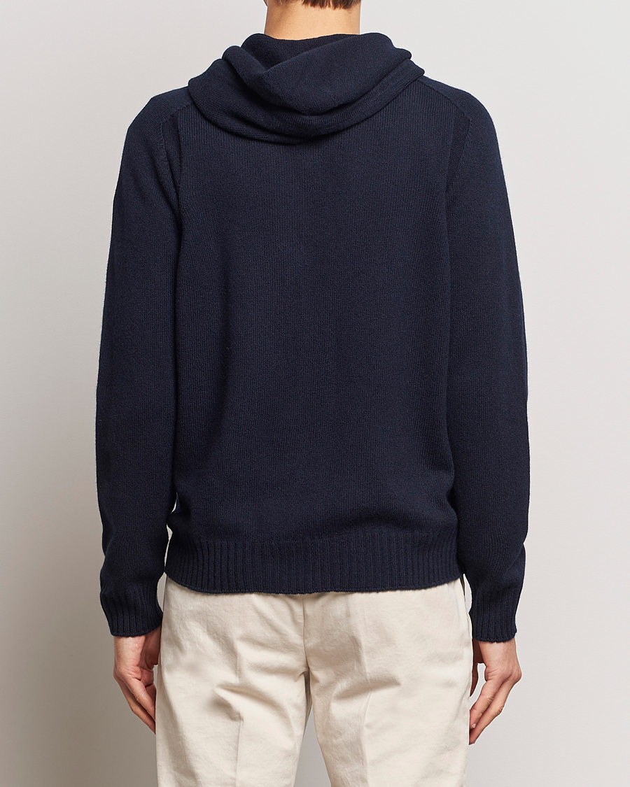 Men | Sweaters & Knitwear | Gran Sasso | Full Zip Wool Hoodie Navy