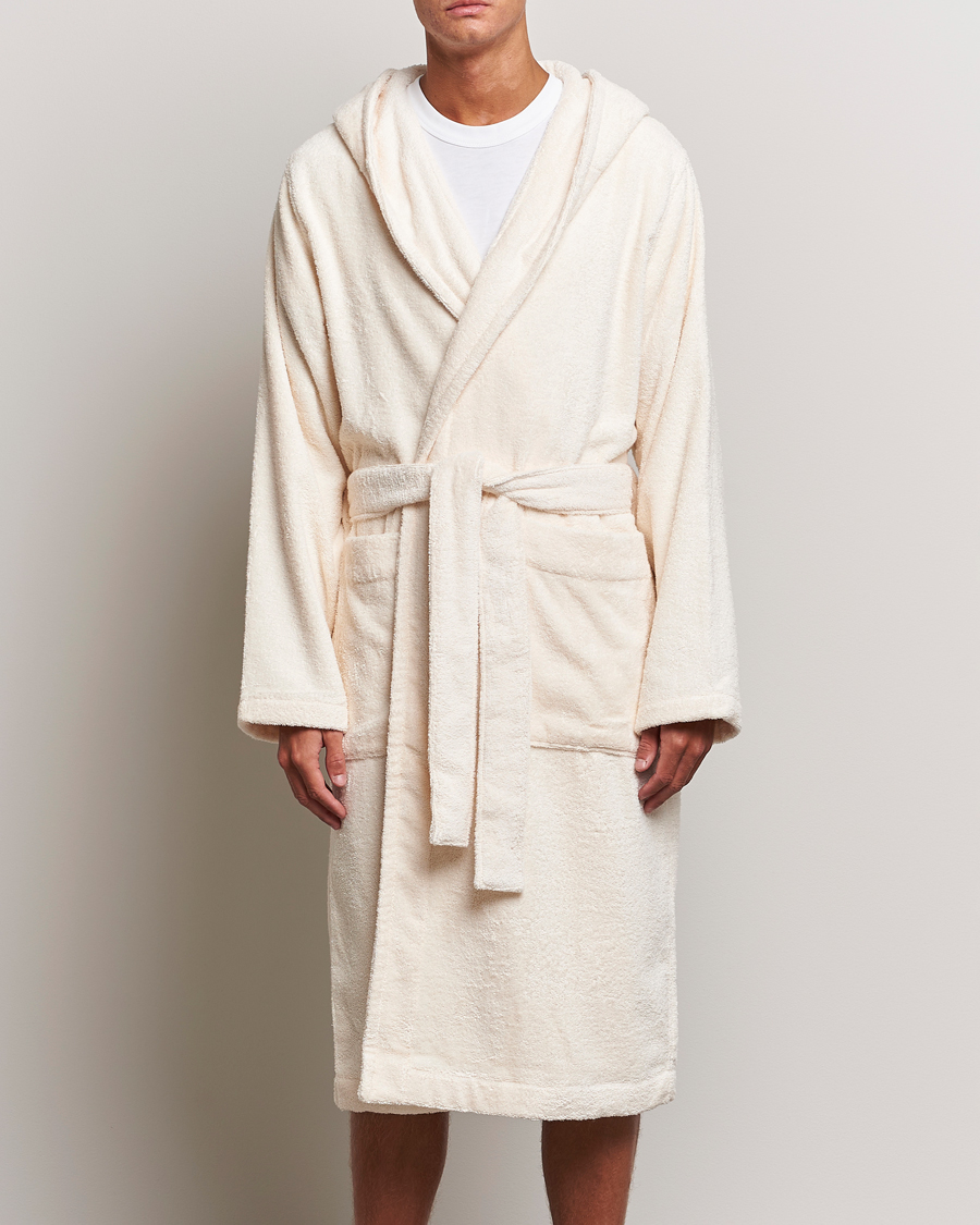 Men | Pyjamas & Robes | Tekla | Organic Terry Hooded Bathrobe Ivory