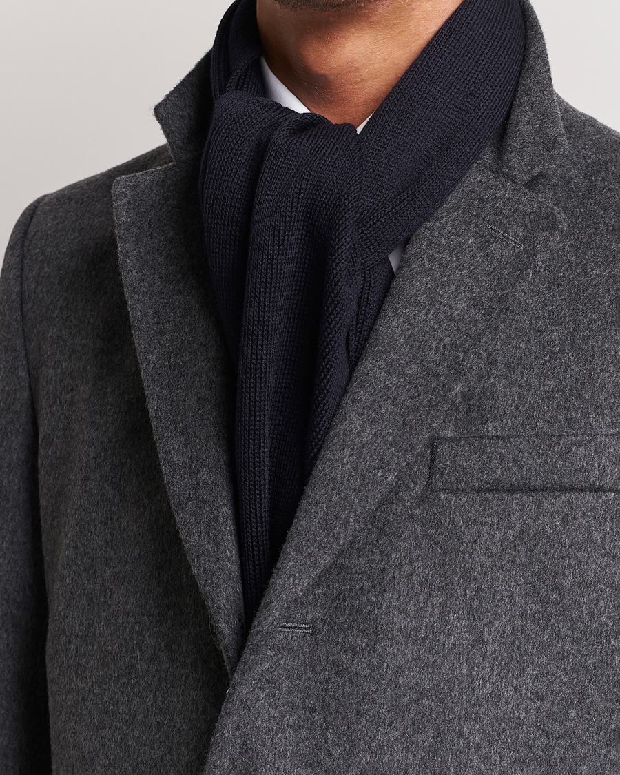 Men | BOSS BLACK Albas Wool Scarf Dark Blue | BOSS BLACK | Albas Wool Scarf Dark Blue