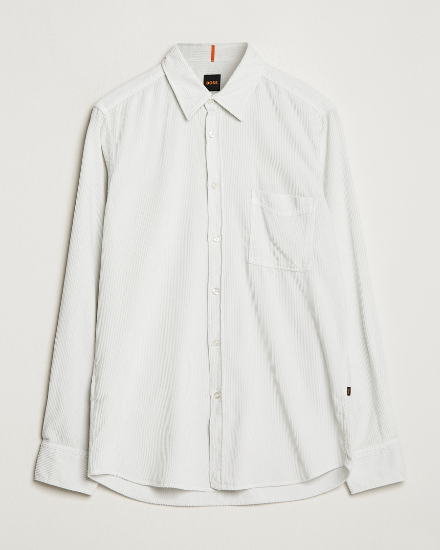 Men | Shirts | BOSS ORANGE | Relegant Corduroy Shirt Light Grey