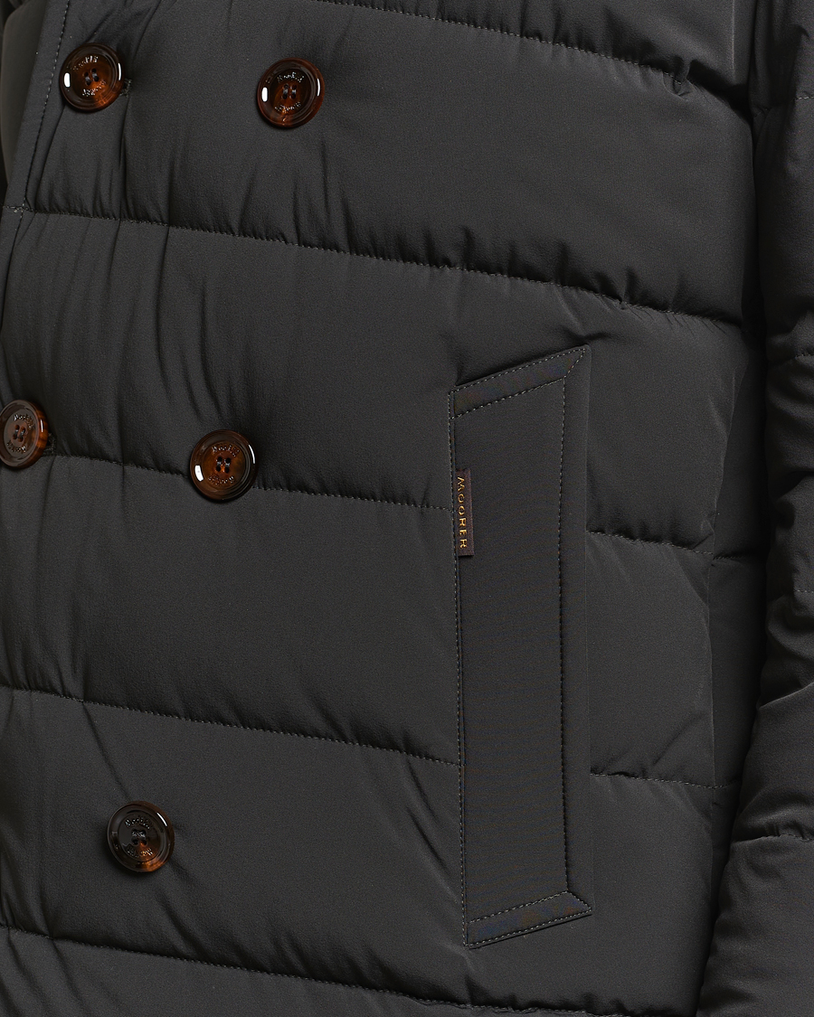 Men | Coats & Jackets | MooRER | Florio Double Breasted Nylon Coat Dark Green