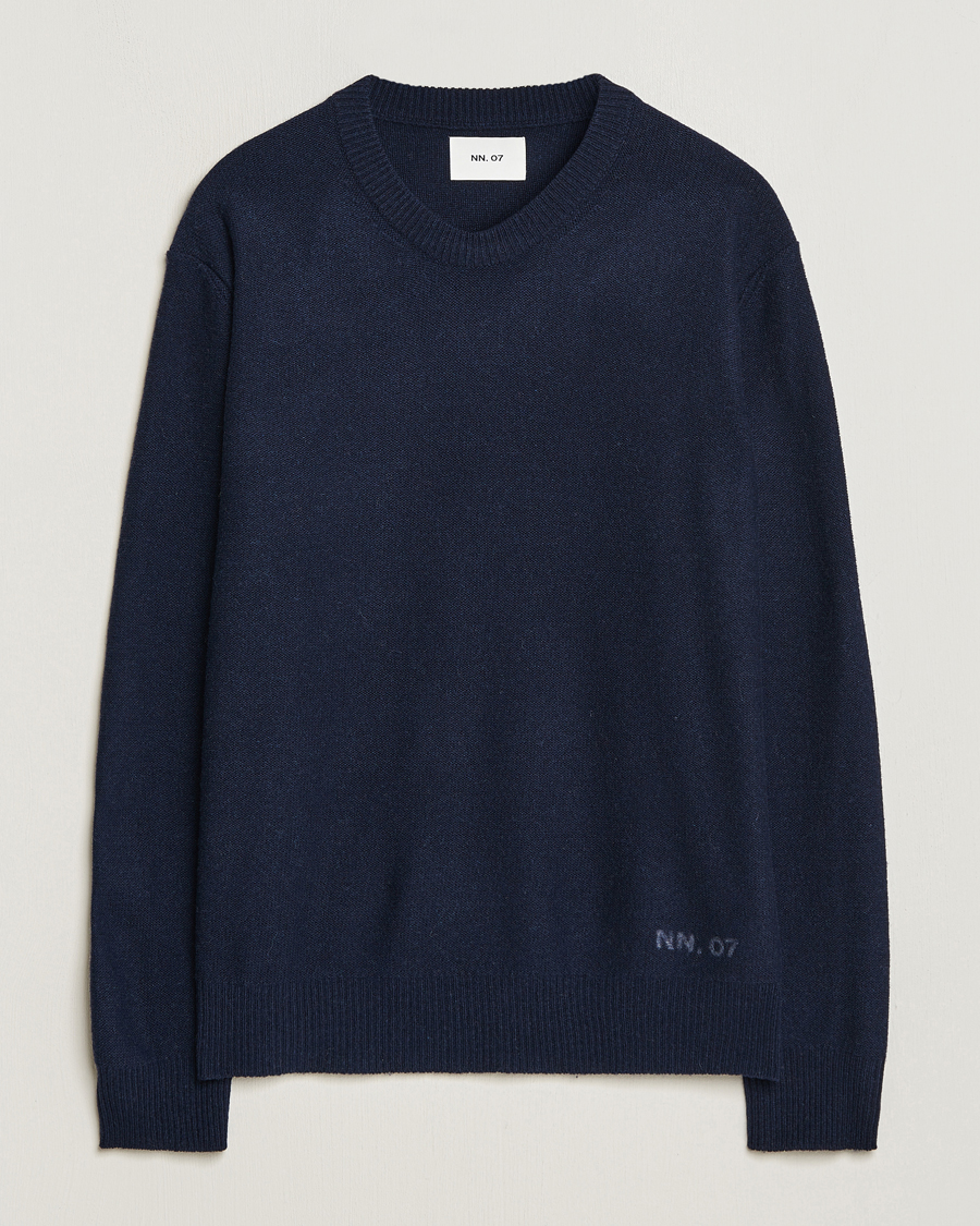 Men | Sweaters & Knitwear | NN07 | Nigel Lambswool Knitted Crew Neck Navy Blue
