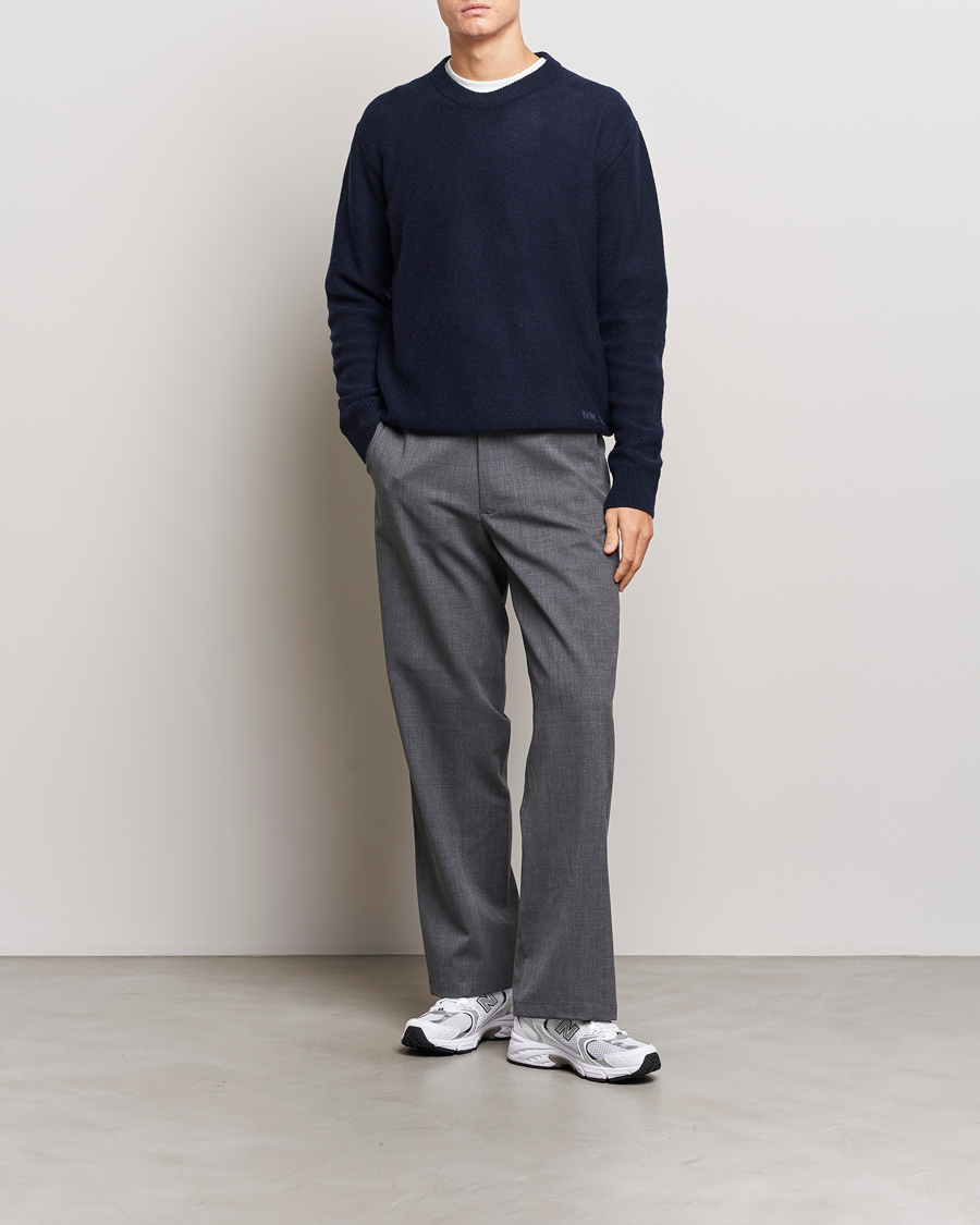 Men | Sweaters & Knitwear | NN07 | Nigel Lambswool Knitted Crew Neck Navy Blue