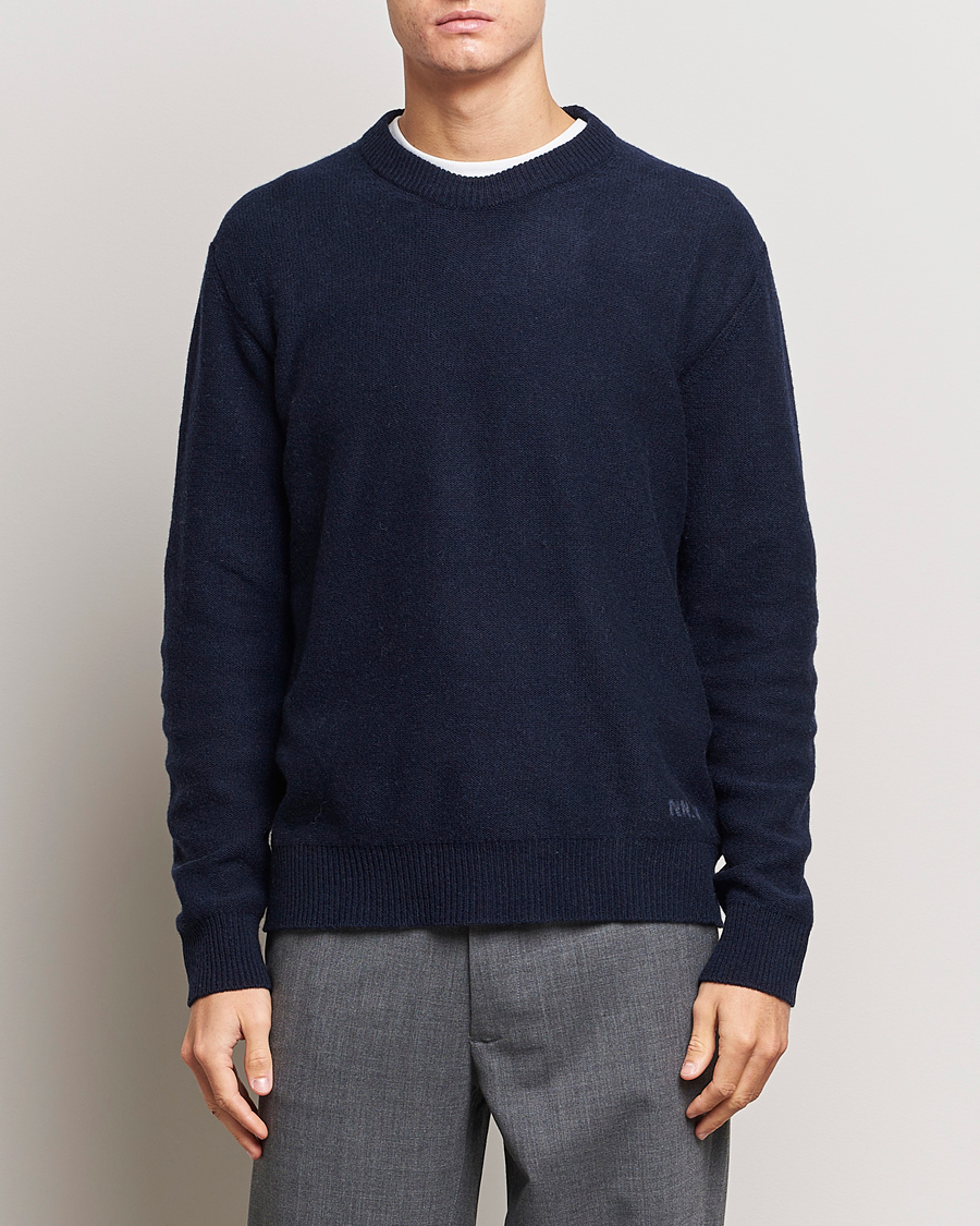 Men | Sweaters & Knitwear | NN07 | Nigel Lambswool Knitted Crew Neck Navy Blue